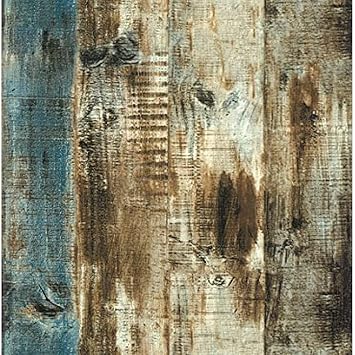 Jaamso Royals Blue and Brown Wood Vinyl Peel and Stick Wall Decor Wallpaper ( 200 cm X 45 cm)