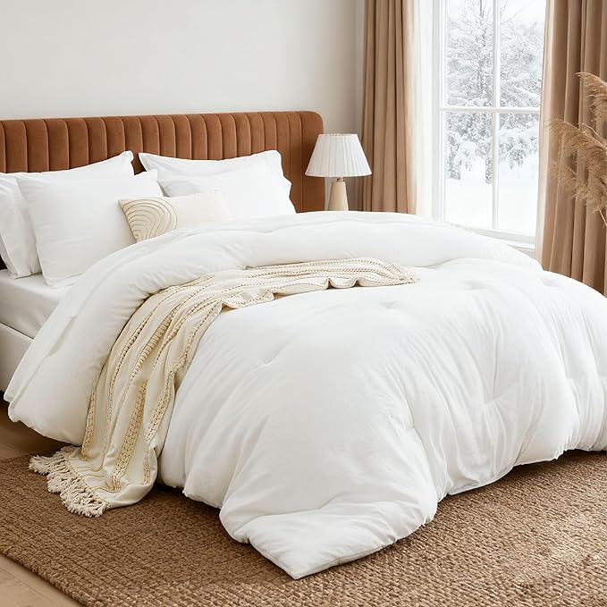 Bedsure King Size Comforter Set, Dark Green Soft Prewashed Bedding for All Seasons, 7 Pieces Warm Winter Down Alternative Bed Set, Fluffy Bed in a Bag with Sheets, Pillowcases & Shams