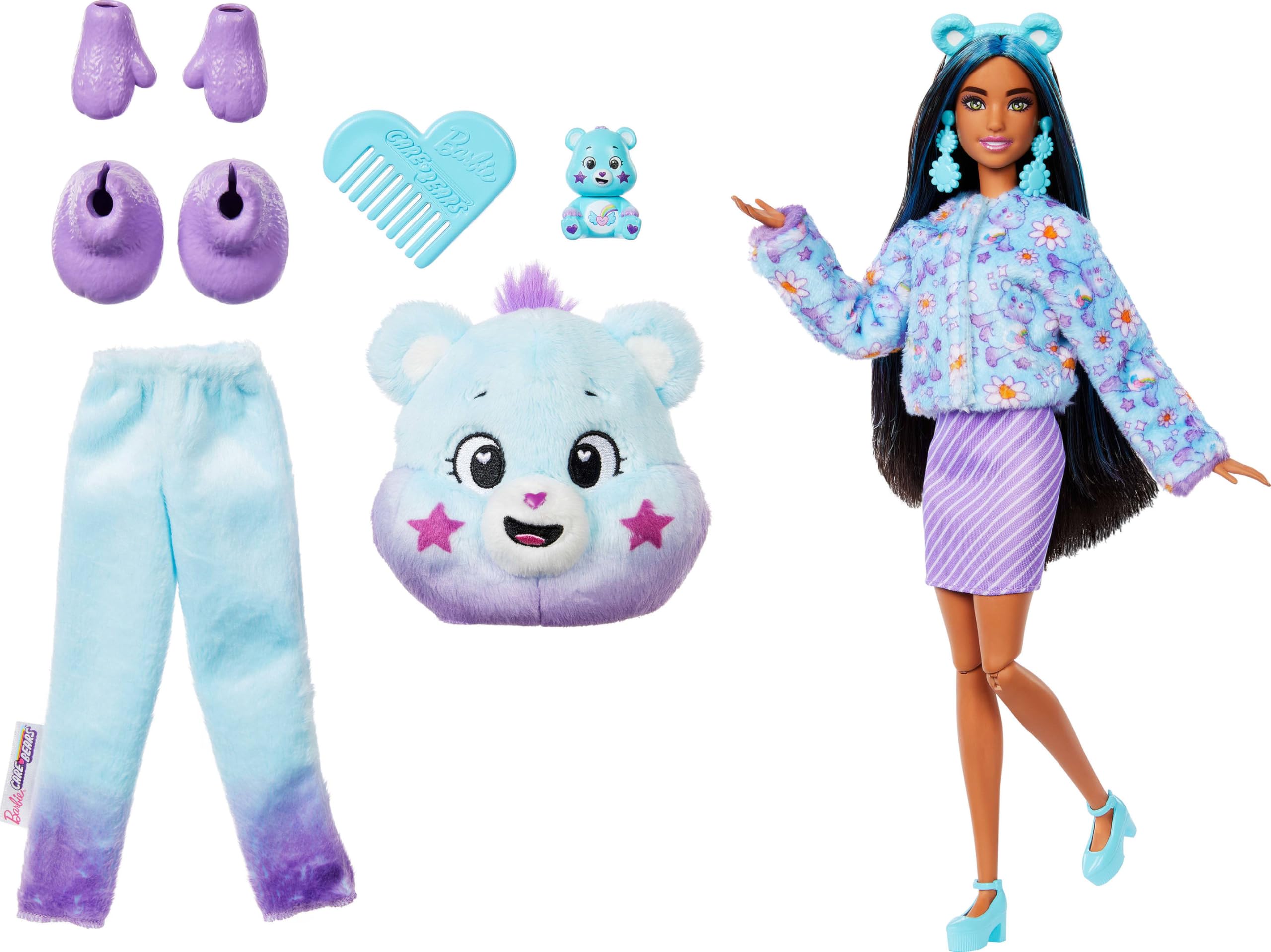 Barbie Cutie Reveal Sevimli Ayıcıklar bebek ve aksesuarları, Hayalperest Ayıcık, renk değişimi ve mini ayıcık dahil 10 sürpriz içeren 2. seri, JFV61
