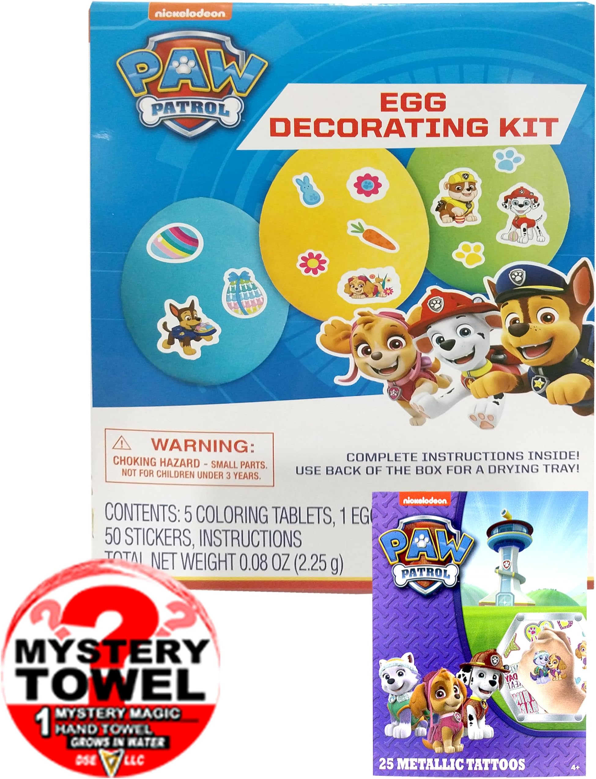 Limited Edition Paw Patrol 3pc Easter Egg Coloring Kit with DSE Bonus Mystery Towel for Kids