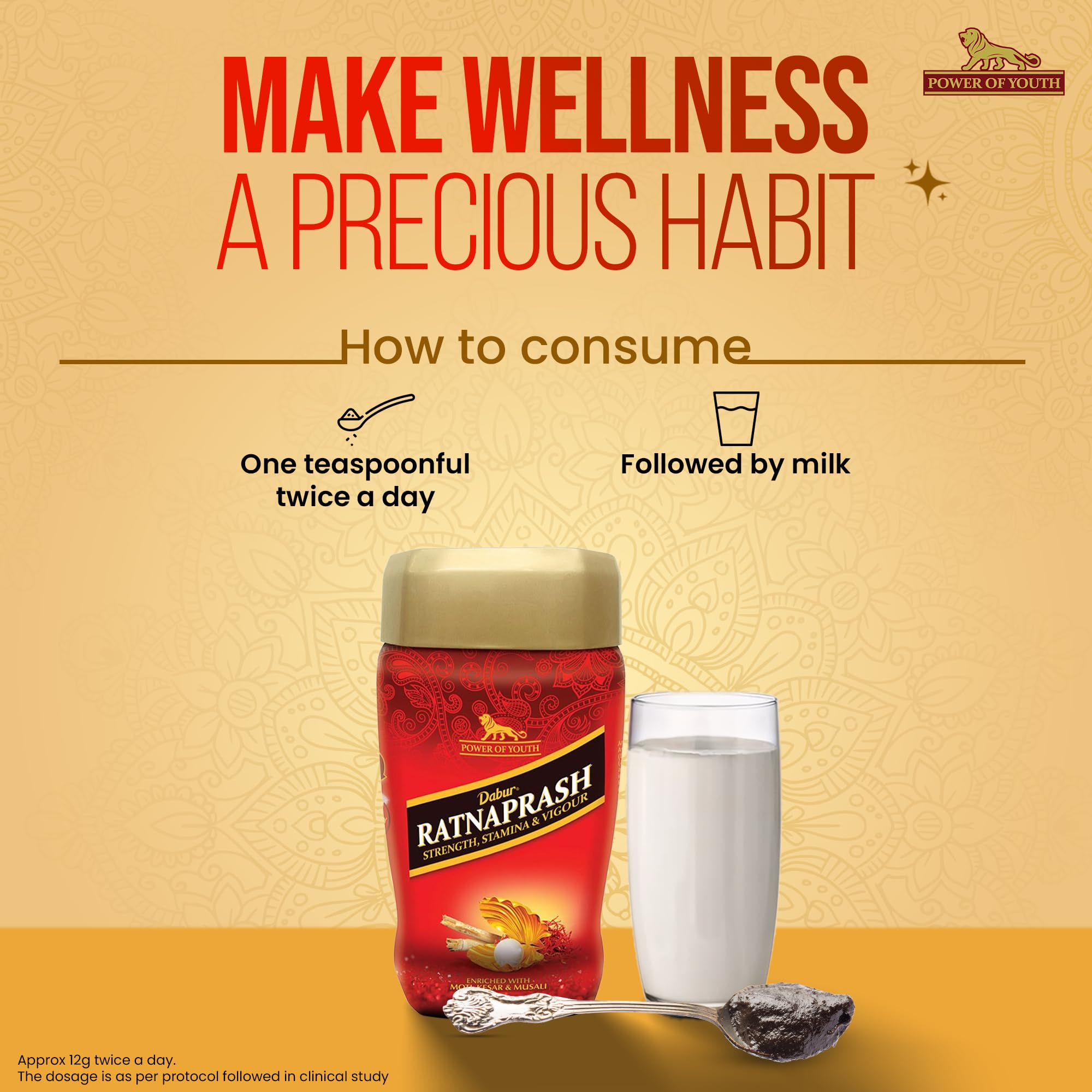 Dabur Ratnaprash Chyawanprash For All Seasons, A Complete Family Health Tonic, Red - 450 Gm 4