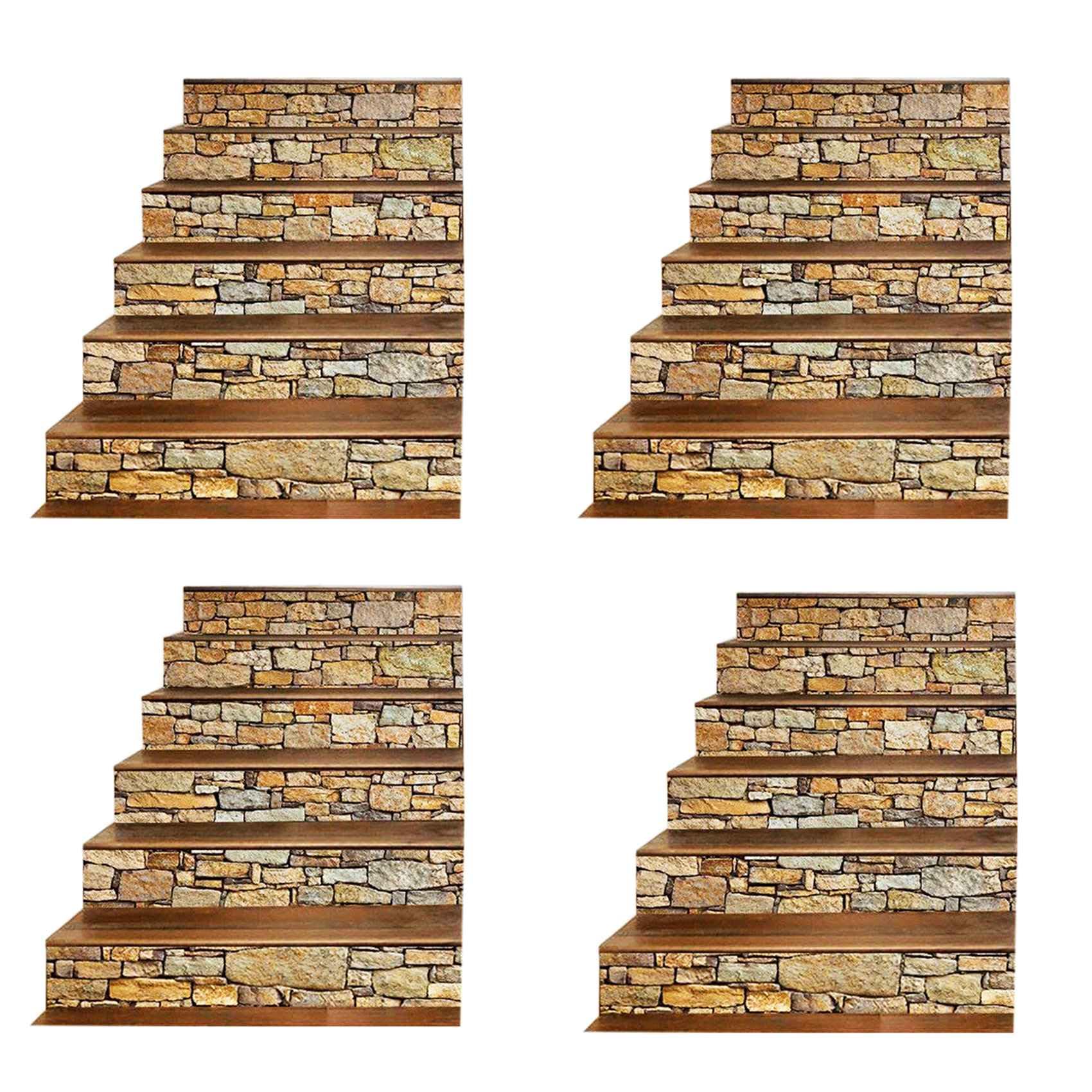 Hndhbfgrt 4X 3D Stair Sticker Murals Wall Decal-Vintage Landscape Staircase Sticker Mural Tile Step Stair Risers Sticker Removable
