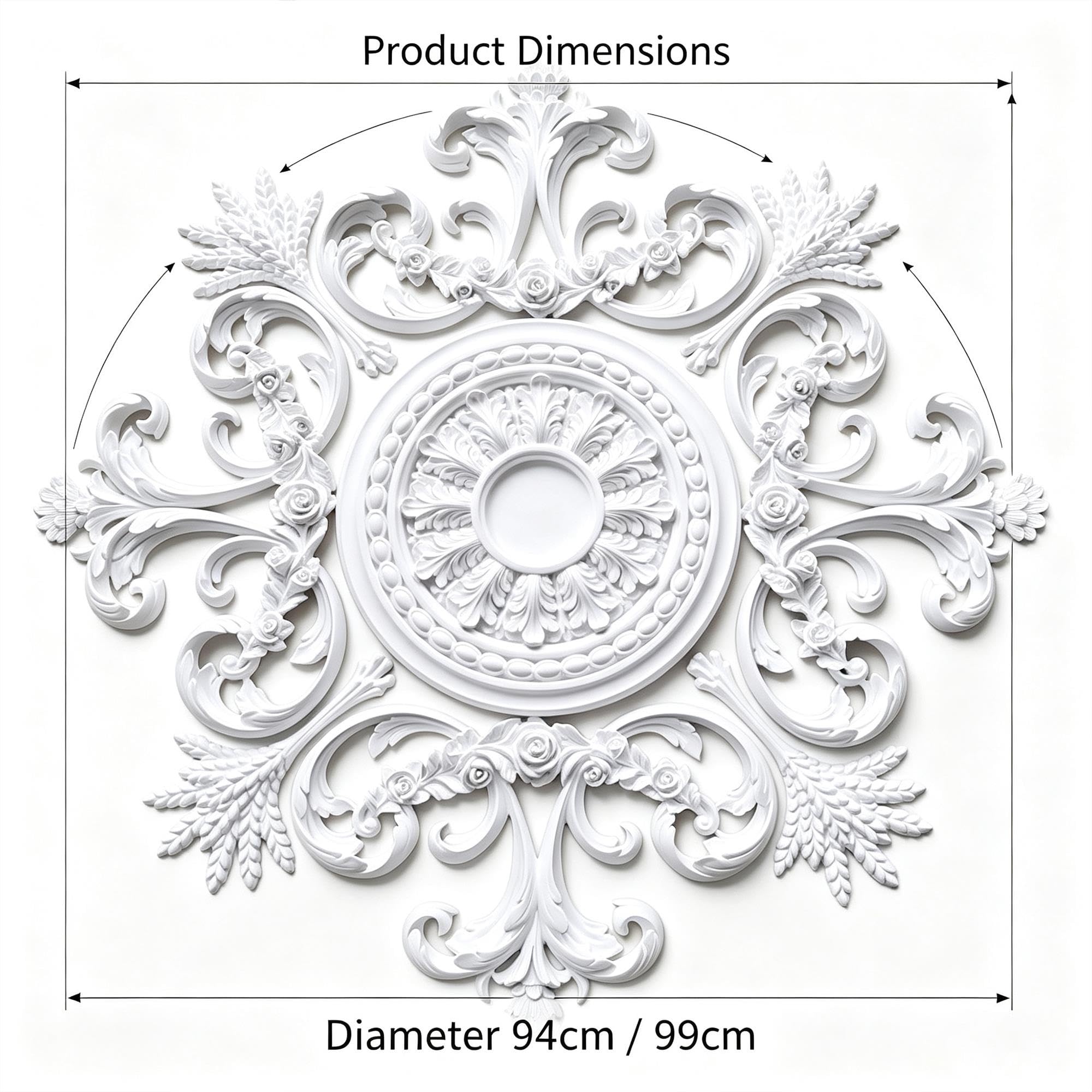 Rosone Soffitto Polistirolo Moderno Decorativo Bianco