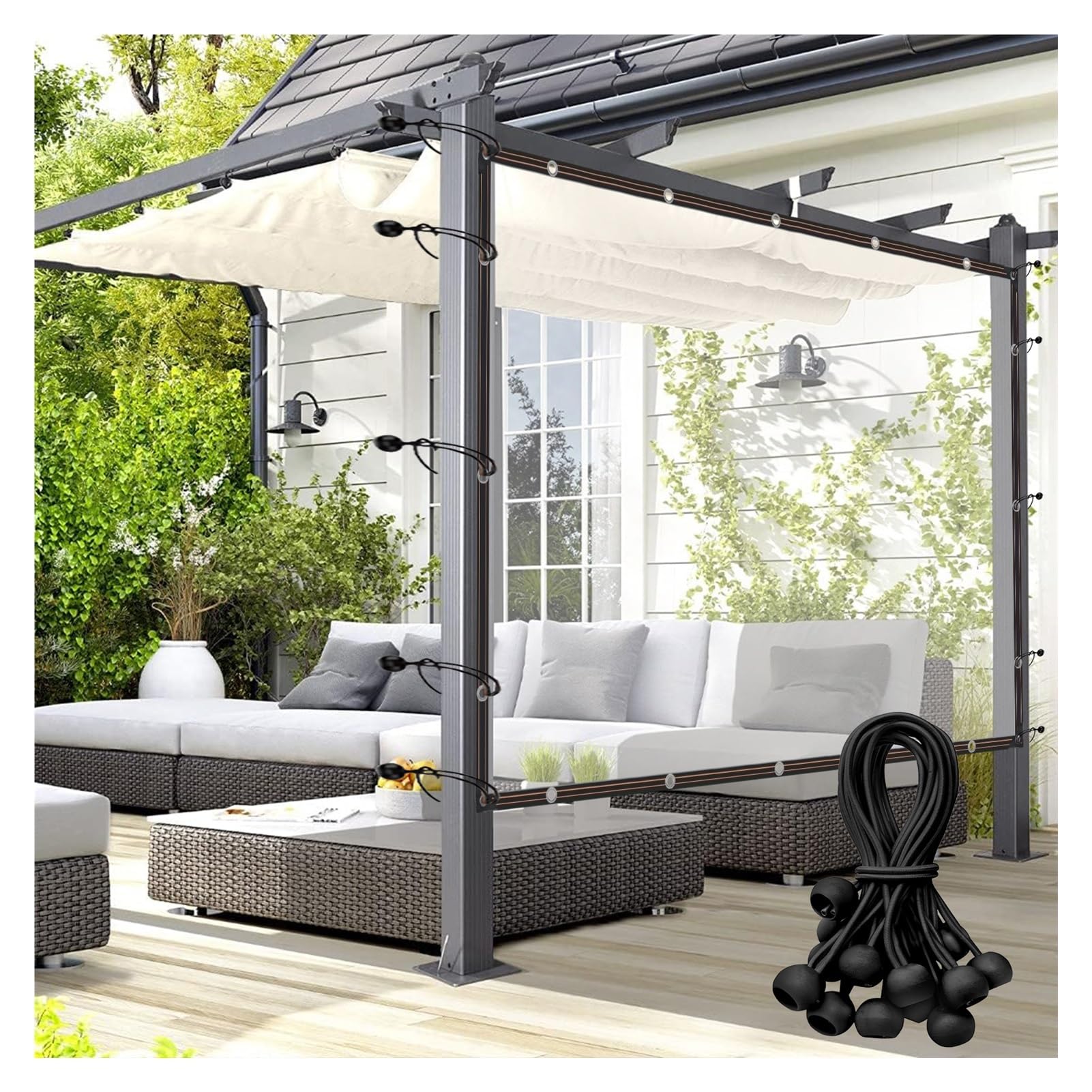 Paneles laterales de pérgola impermeables de PE transparente para porche