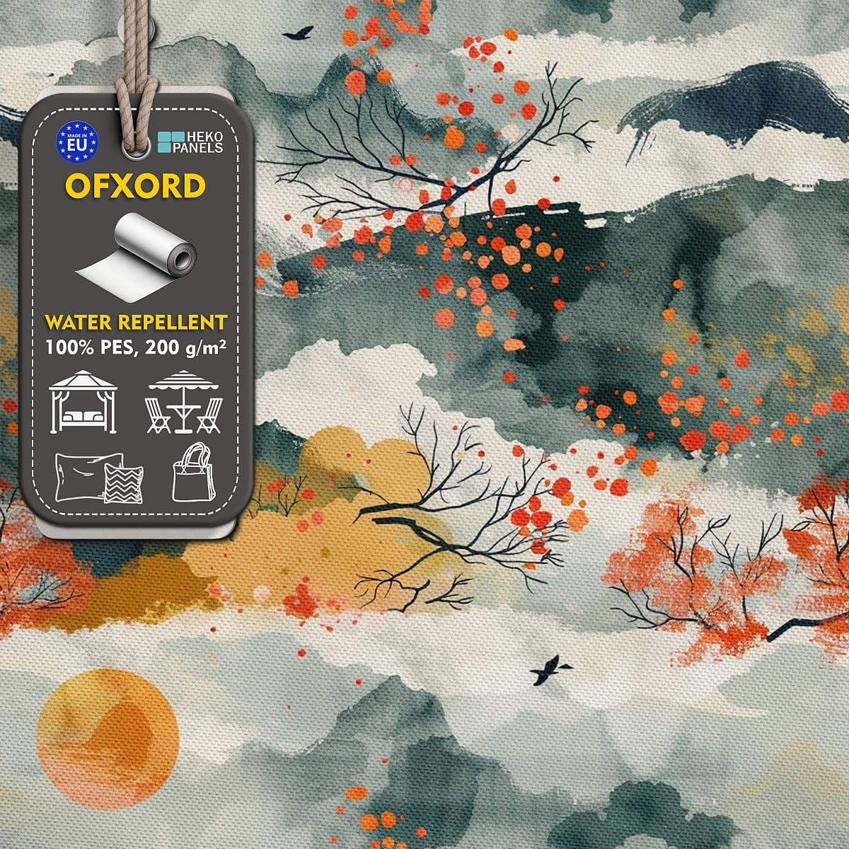 HEKO PANELS Tela Oxford impermeable primavera acuarela japonesa 5 metros