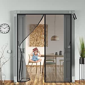 Magnet Fliegengitter Tür – 170x230 Cm, Selbstklebend, Ohne Bohren, Für Balkon- & Terrassentüren, Schwarz
