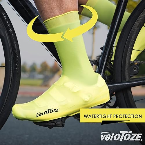 Miniatura 3 de veloToze Funda de silicona alta con broches, cubre zapatos de ciclismo de carretera, impermeables, resistentes al viento, reutilizables, estilo