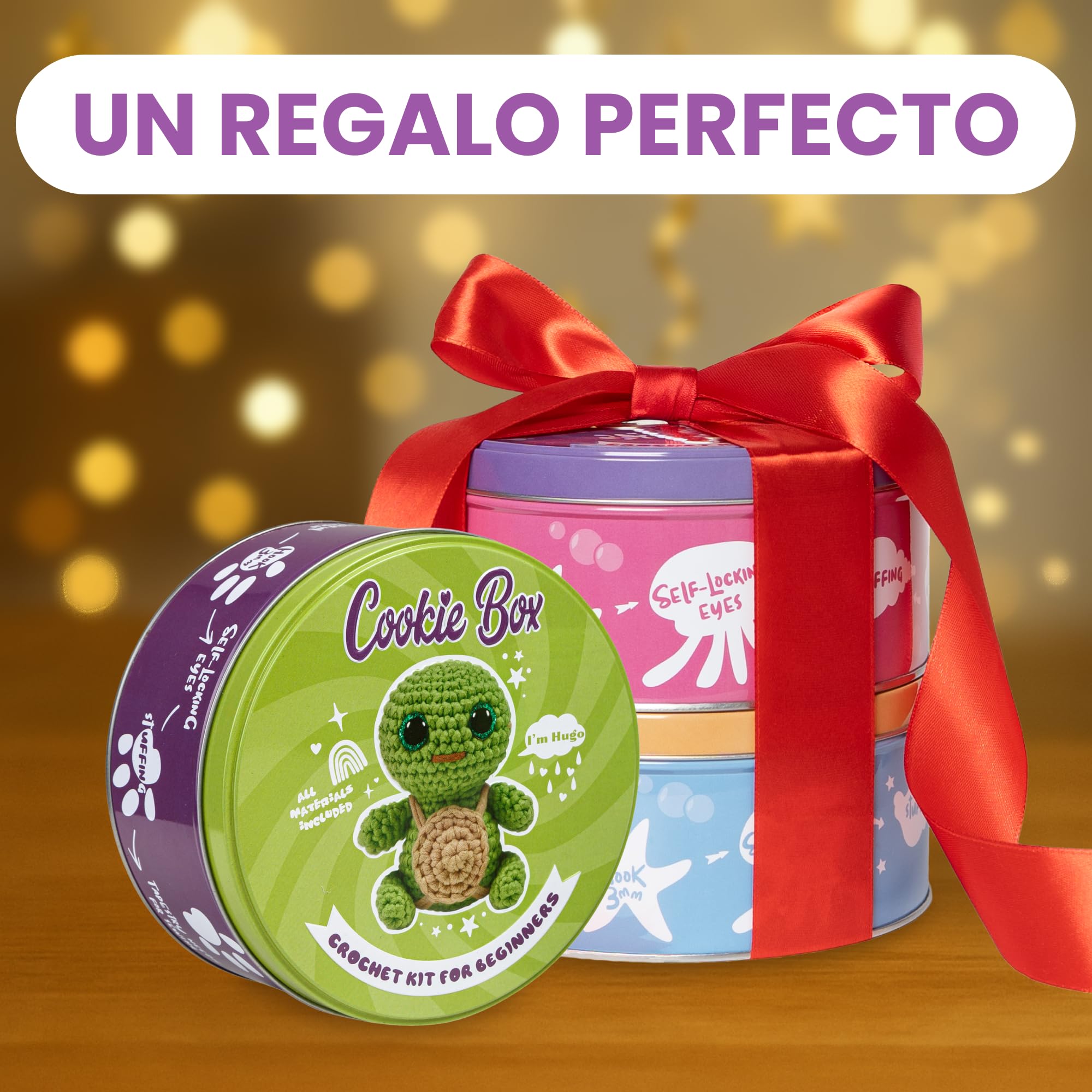 Cookie Box Kit de Ganchillo para Principiantes – Crea tu Peluche Amigurumi con Hilo, Ganchillo, Relleno, PDF y Video – Turtle Hugo | Hilo, Relleno, Guía Pdf Y Vídeo, Peluche Amigurumi Tortuga, Regalo Creativo