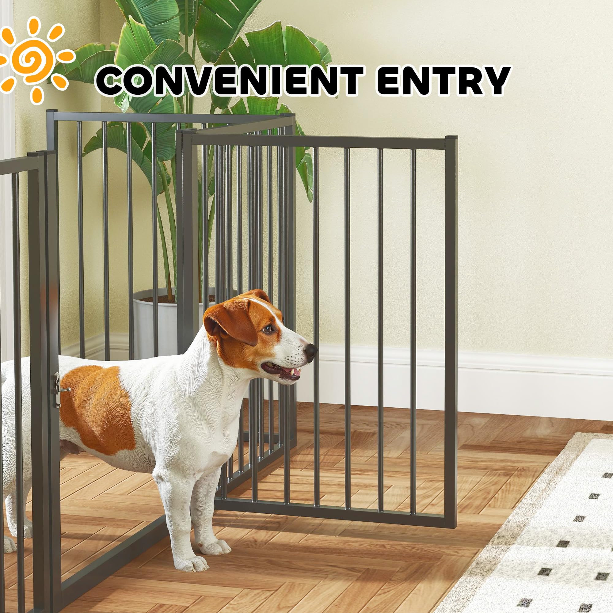 PawHut Hundepark, Hundegehege mit 5 Paneelen, modular und faltbar, tragbares Gehege aus Metall 76H cm mit Tür, Zaun für Katzen, Welpen und Kleintiere, drinnen und draußen, schwarz