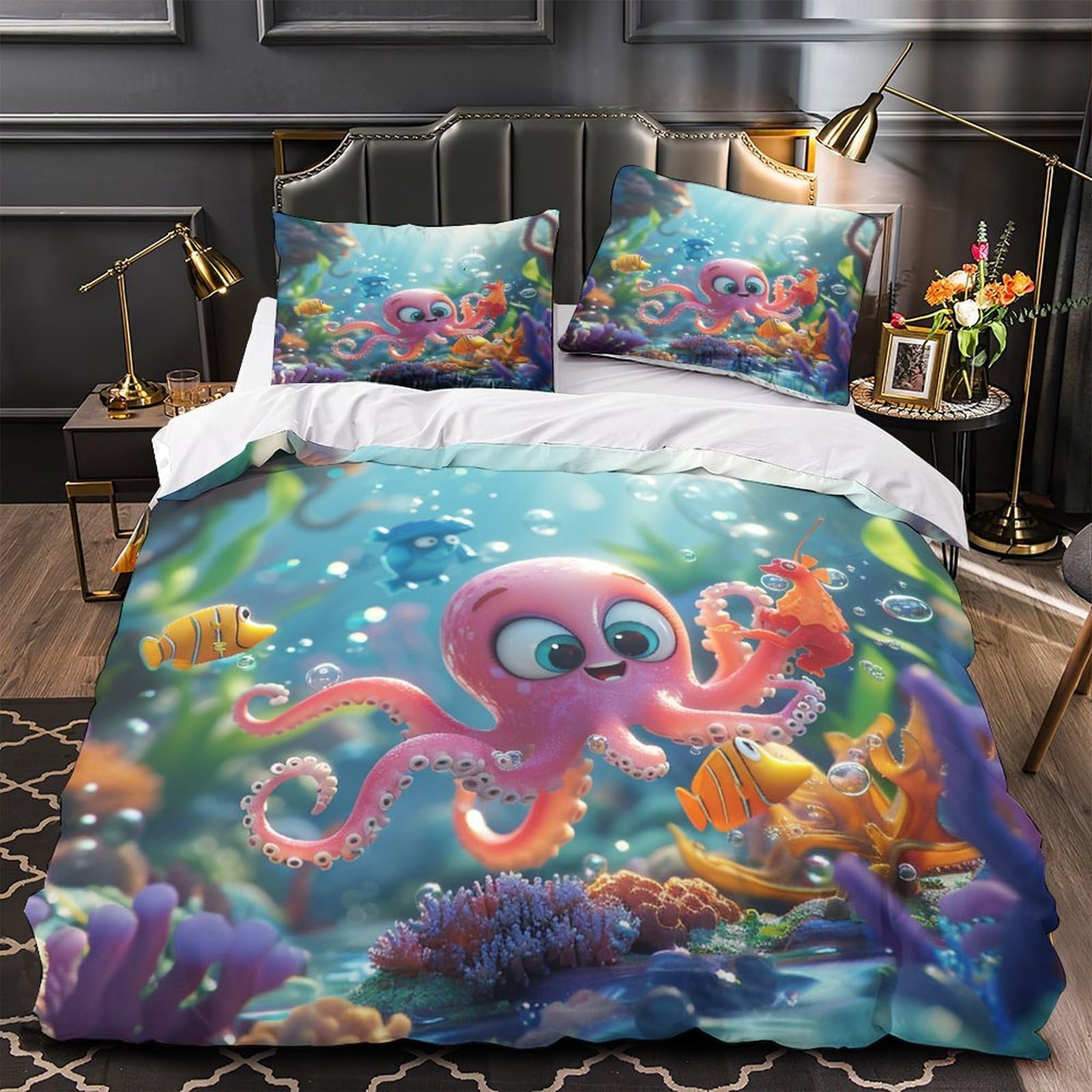 Housse de couette pieuvre 3D imprimée en microfibre de qualité supérieure