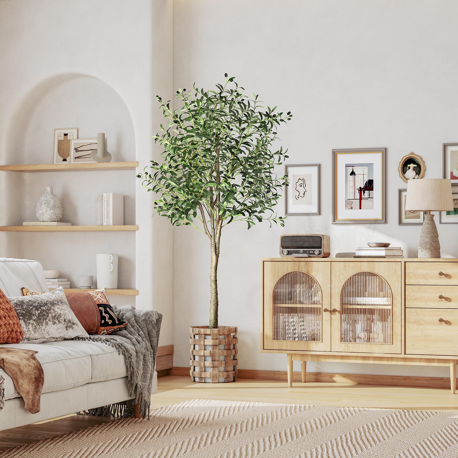 YOLEO Olivier Artificiel 180 cm Plantes Artificielles Interieur Fausse Plante Verte Décoration pour Intérieur Extérieur Maison Chambre Salon Balcon Cour Jardin