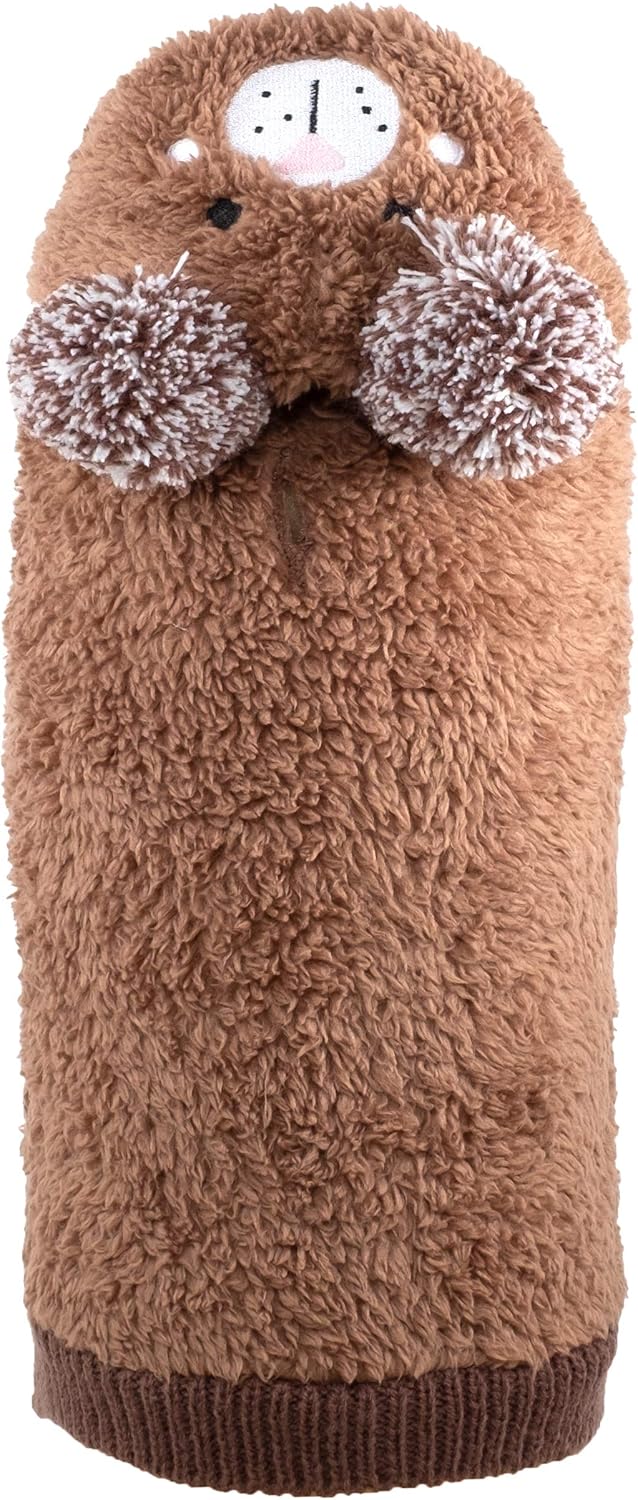 The Worthy Dog Bear Hoodie, Warm, Soft, and Comfortable Sherpa Fleece Sweatshirt Hooded Coat for Dogs Cats - XS, Brown