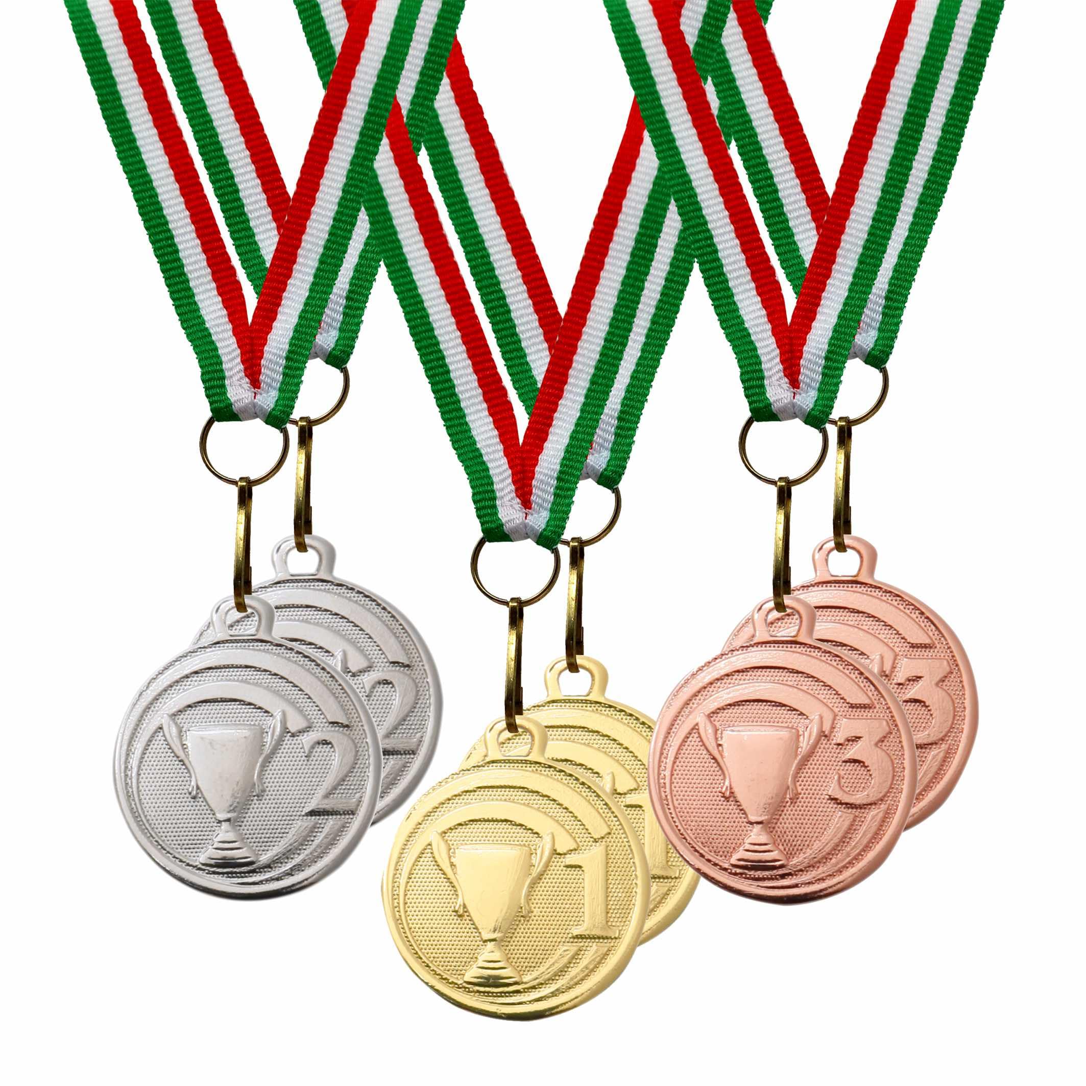 Generico Medaglie premiazioni Sport in Metallo con Laccetto Tricolore Italia