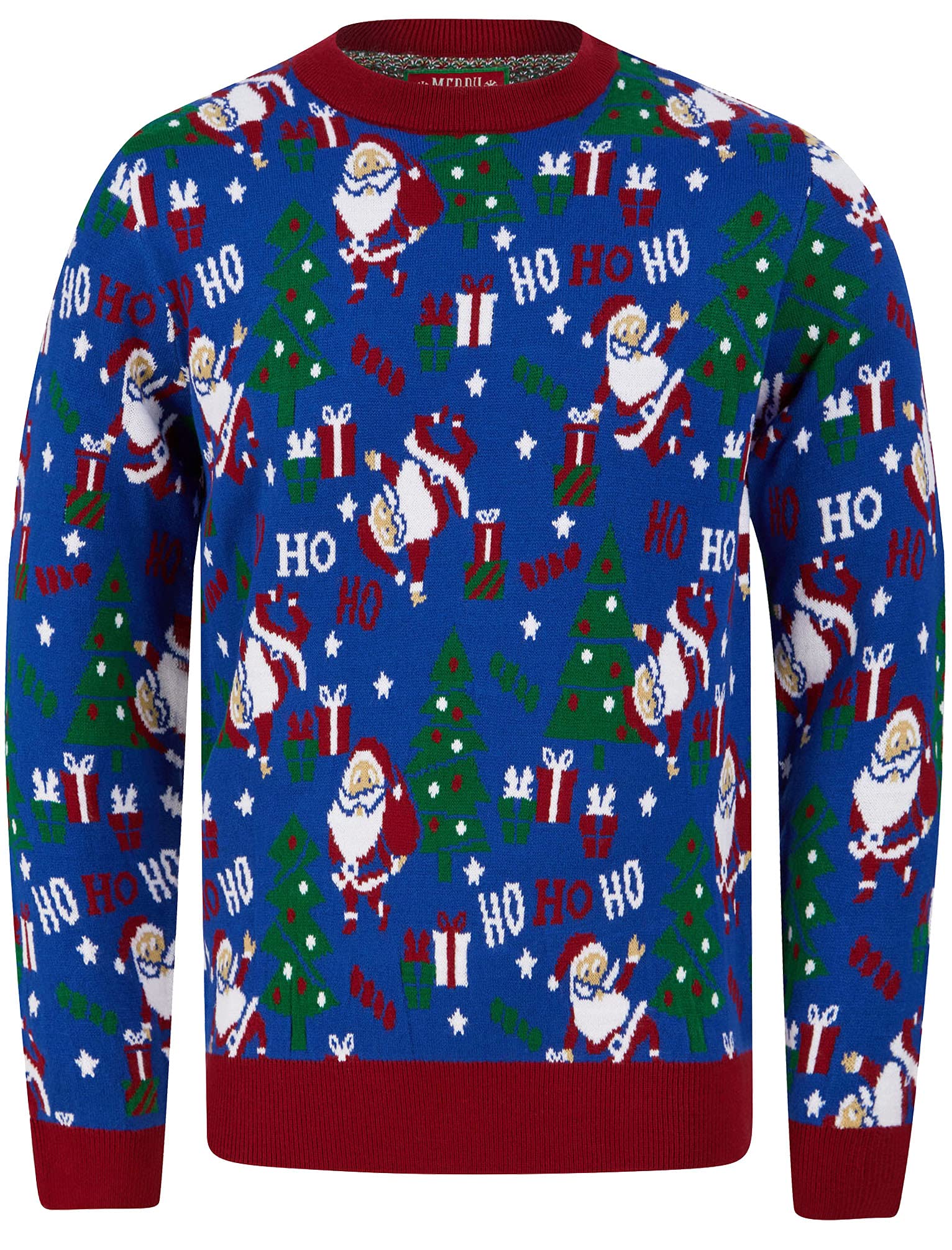 Tokyo Laundry Men's Santa Repeat Motif Novelty Christmas Jumper - Sapphire Blue - S
