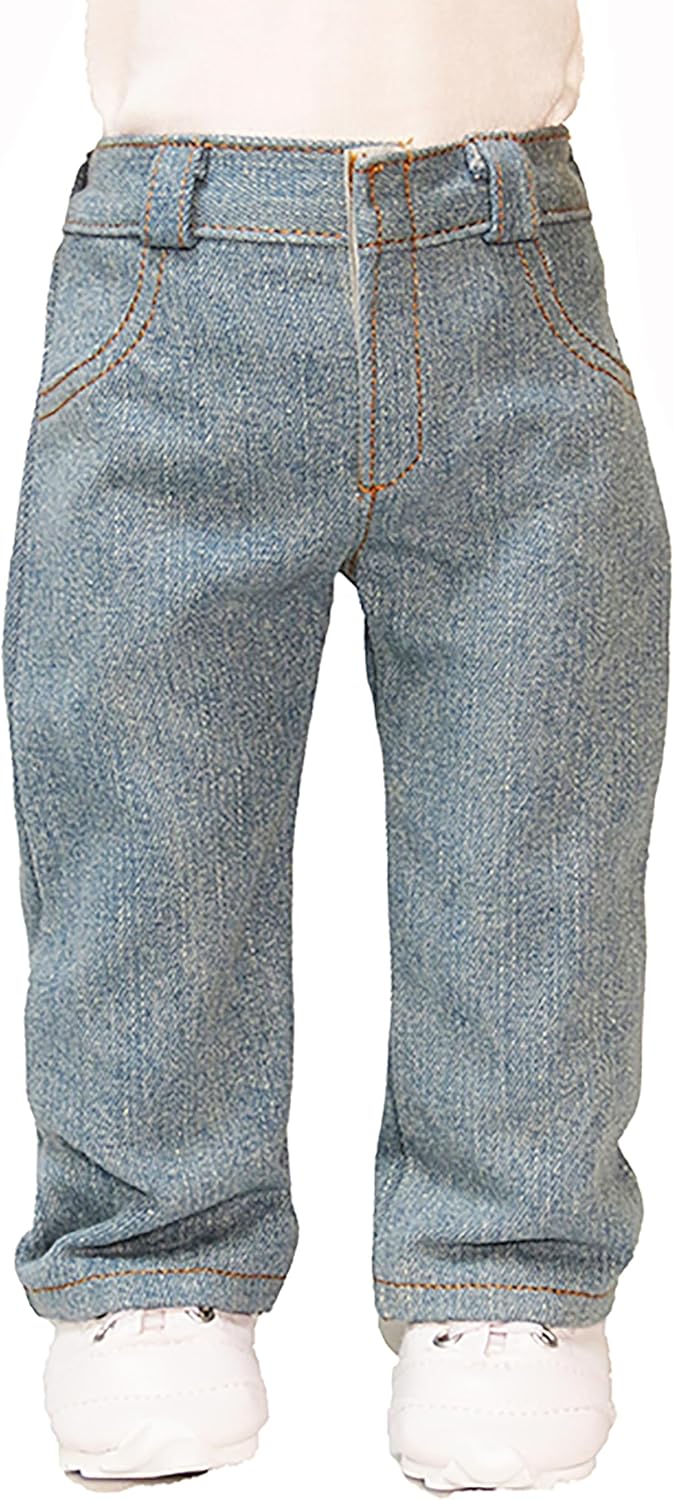 Jeans Light Faded Washfor 18-Inch Dolls | Premium Quality & Trendy Design | Dolls Clothes | Outfit Fashions for Dolls for Popular Brands