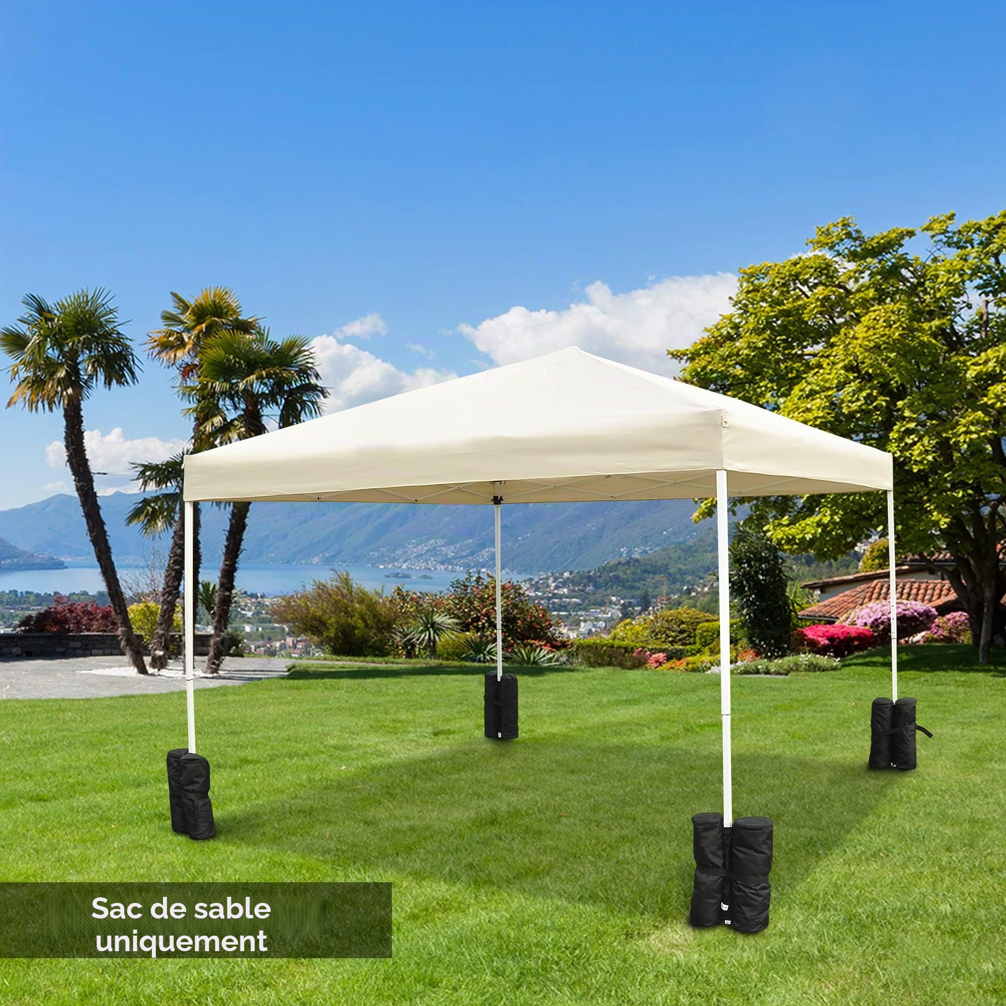 Outsunny Lot 4 Sacs de lestage de Fixation pour tonnelle Parasol pavillon, Poids de lestage de pavillon, Volume Max. 15 kg, Noir