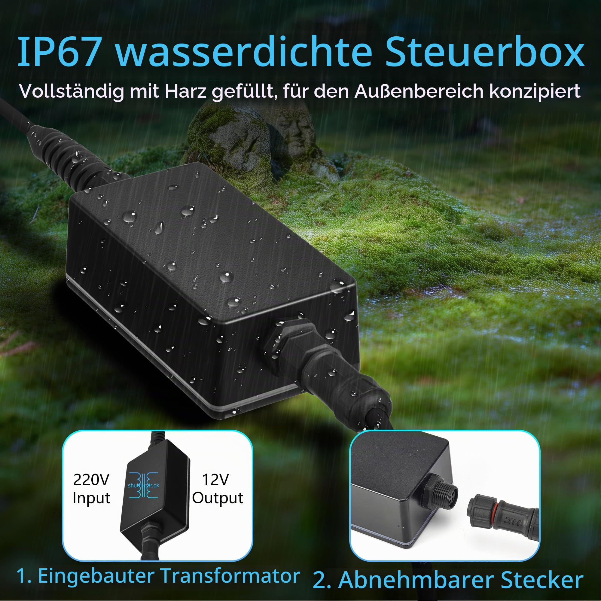 LED Poolbeleuchtung mit 2" Außengewinde, 25W Harz Gefüllt RGB Poolscheinwerfer für Aufstellpools, APP-Steuerung mit Timer, 12V AC Unterwasserscheinwerfer mit 9.5m Kabel für Stahlwandpool