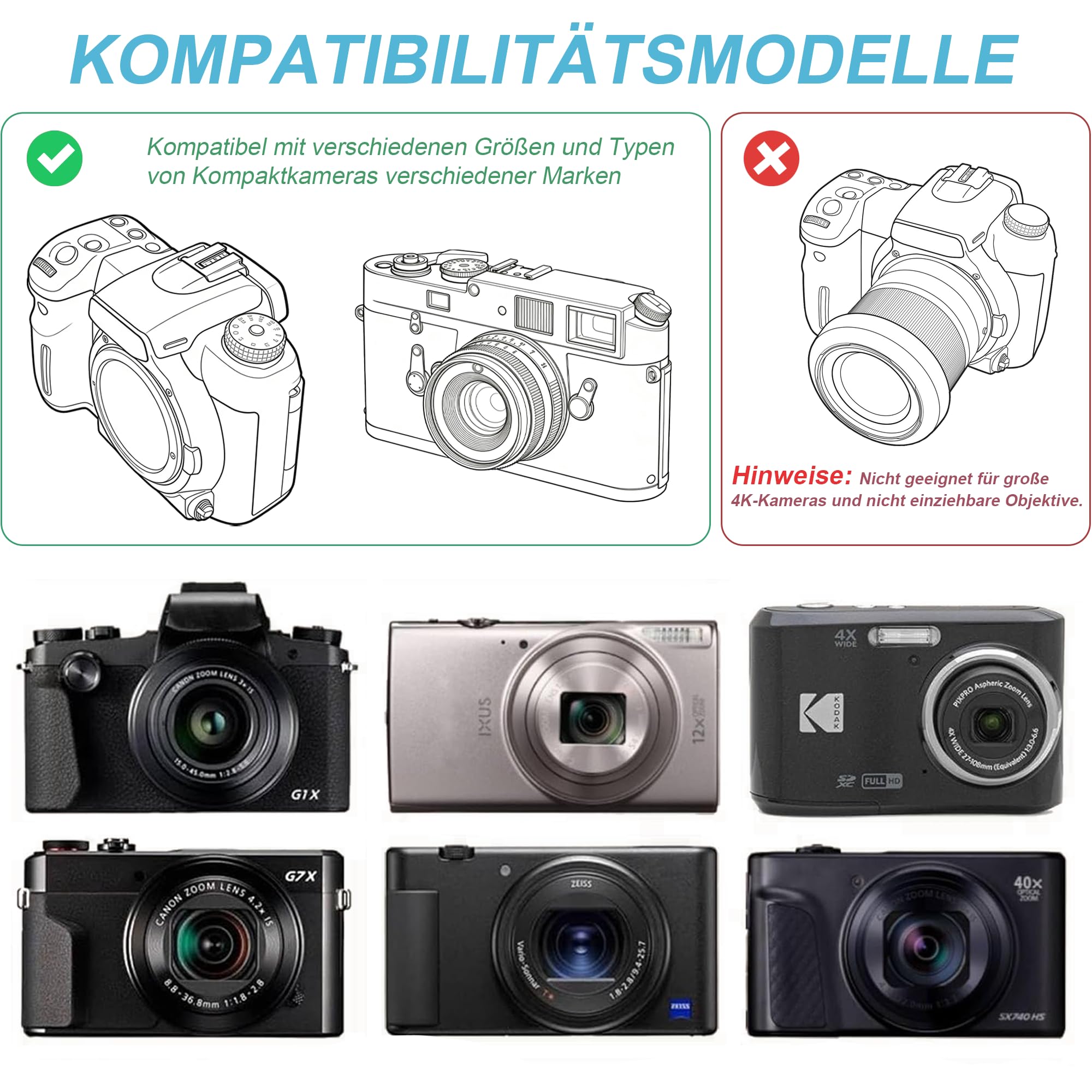 Leayjeen Etui na aparat cyfrowy kompatybilne z VAHOIALD/Rollei/ZAZYZIA/TOAIOHO/Kodak/GUEVWES/DODOSOUL, etui na aparat fotograficzny, twarda obudowa EVA (tylko etui), kolor biały