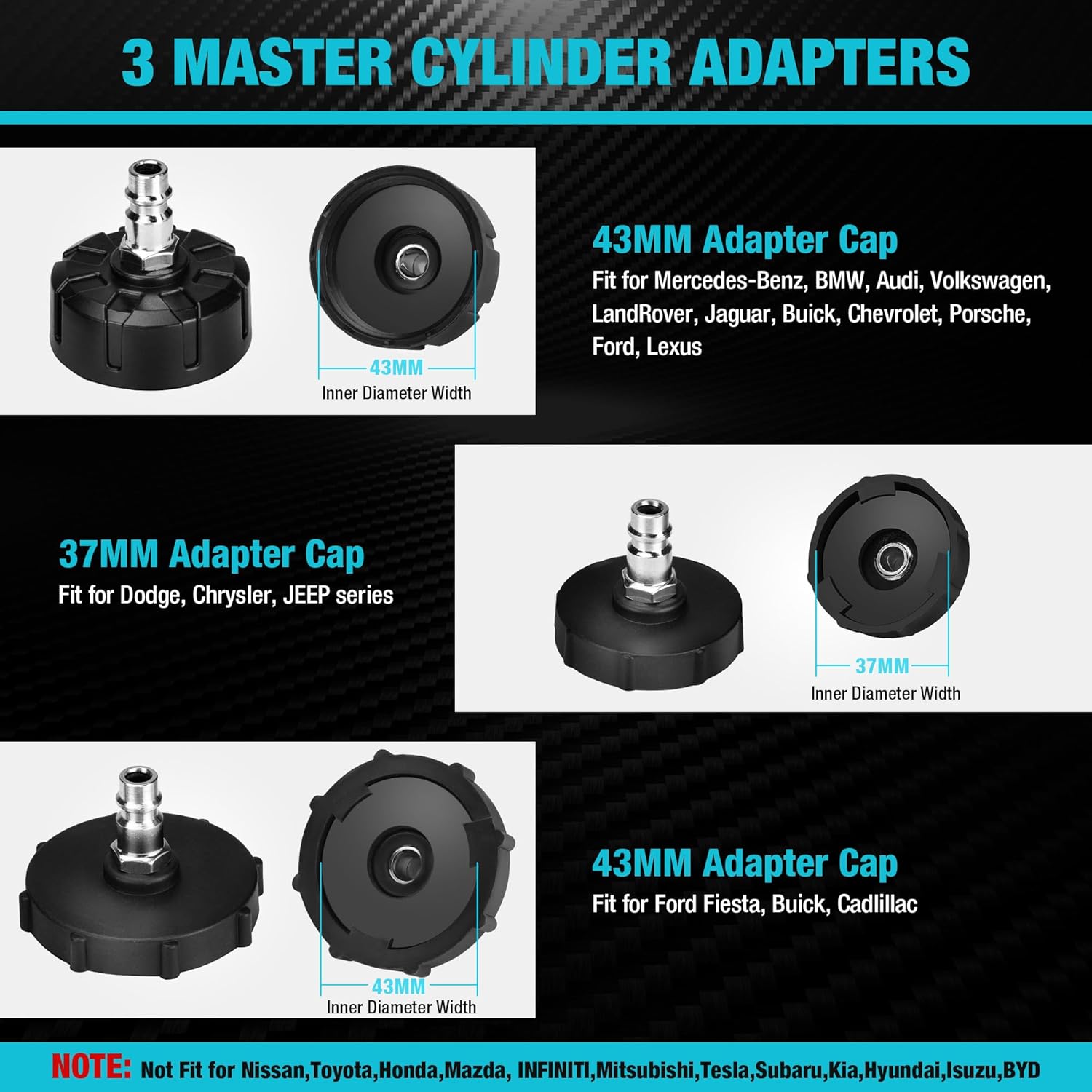 DURATECH 2L Manual Brake Bleeder Kit with 3 Master Cylinder Adapters, One Person Brake Fluid Pressure Bleeder with 1L Refilling Bottle, Large Capacity, Compatible with Most Vehicles