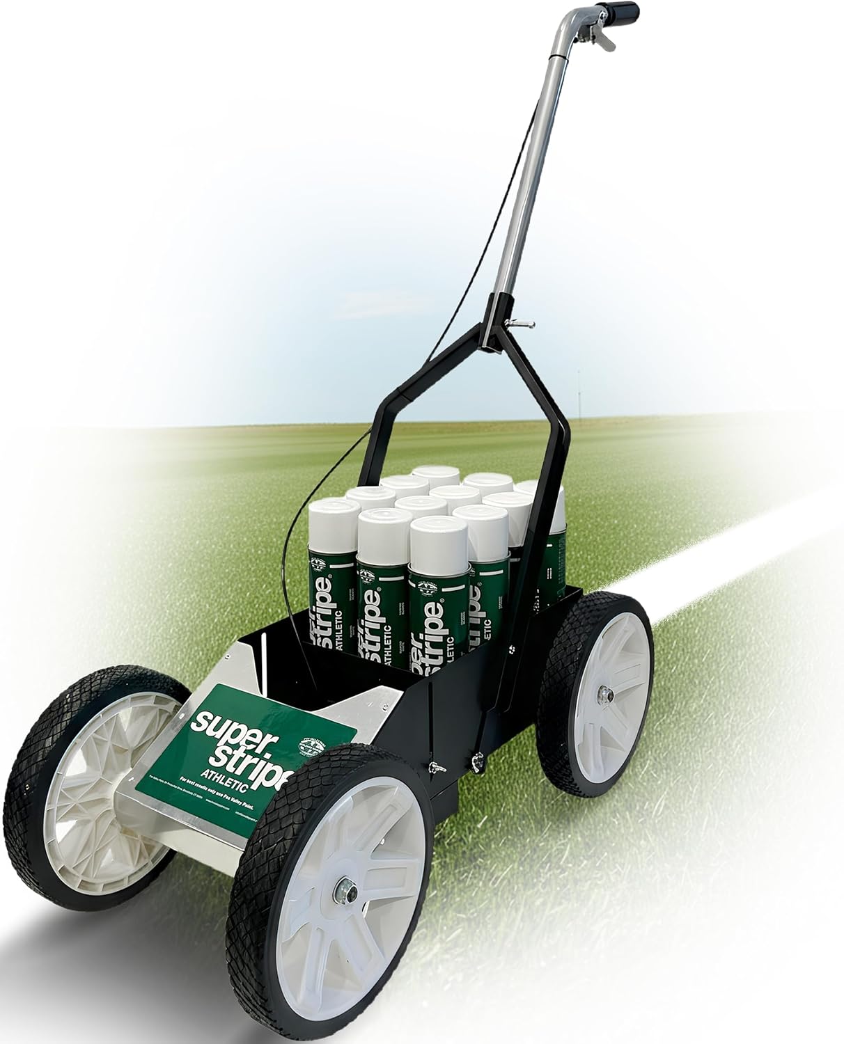 Fox Valley Athletic Super Striper Line Marking Machine Starter Kit — Includes 12 Cans of Durable Striping Paint for Easy Use with Paint Striper, Precise Lines on Various Surfaces