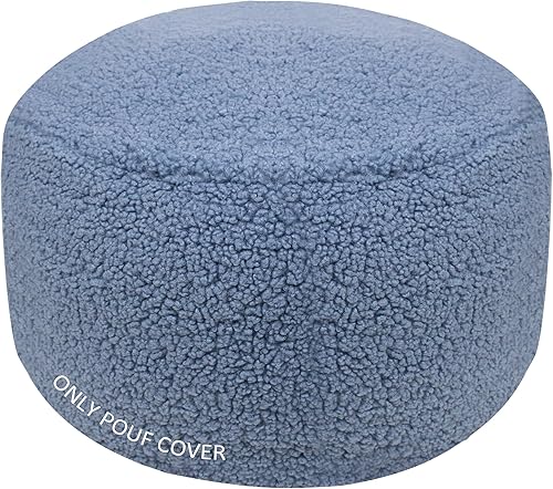 GLAXYFUR Funda para puf otomano sin relleno, taburete de piel sintética de forro polar sherpa, solución de almacenamiento de 20 x 12 pulgadas, puf