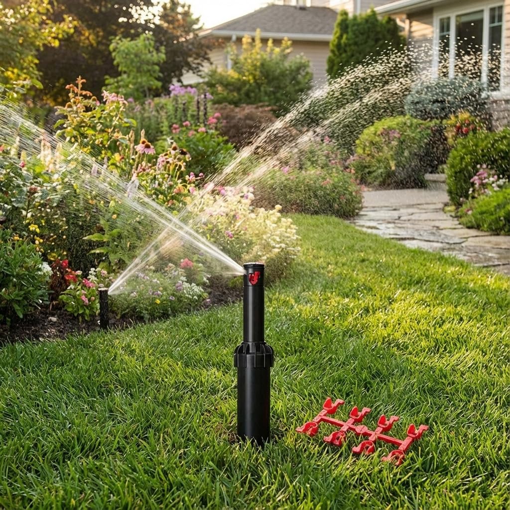 Suinga Aspersor de Riego Hunter PGJ-04 1/2'' | Pack 10 Aspersores de Riego para Cesped | Alcance 4,3-11,6 Metros | Angulo Ajustable | Aspersor de Turbina Emergente para Jardin