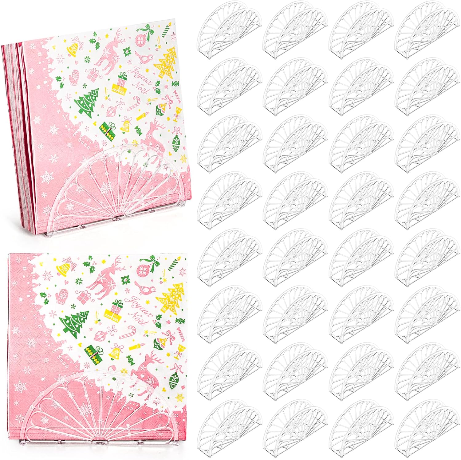 Covzoe 36 Pieces Plastic Napkin Holder, Clear Tissue Dispenser for Tables, Fan Design Freestanding Tissue Box Paper Organizer for Dinner Kitchen Restaurant Home Decor Bar