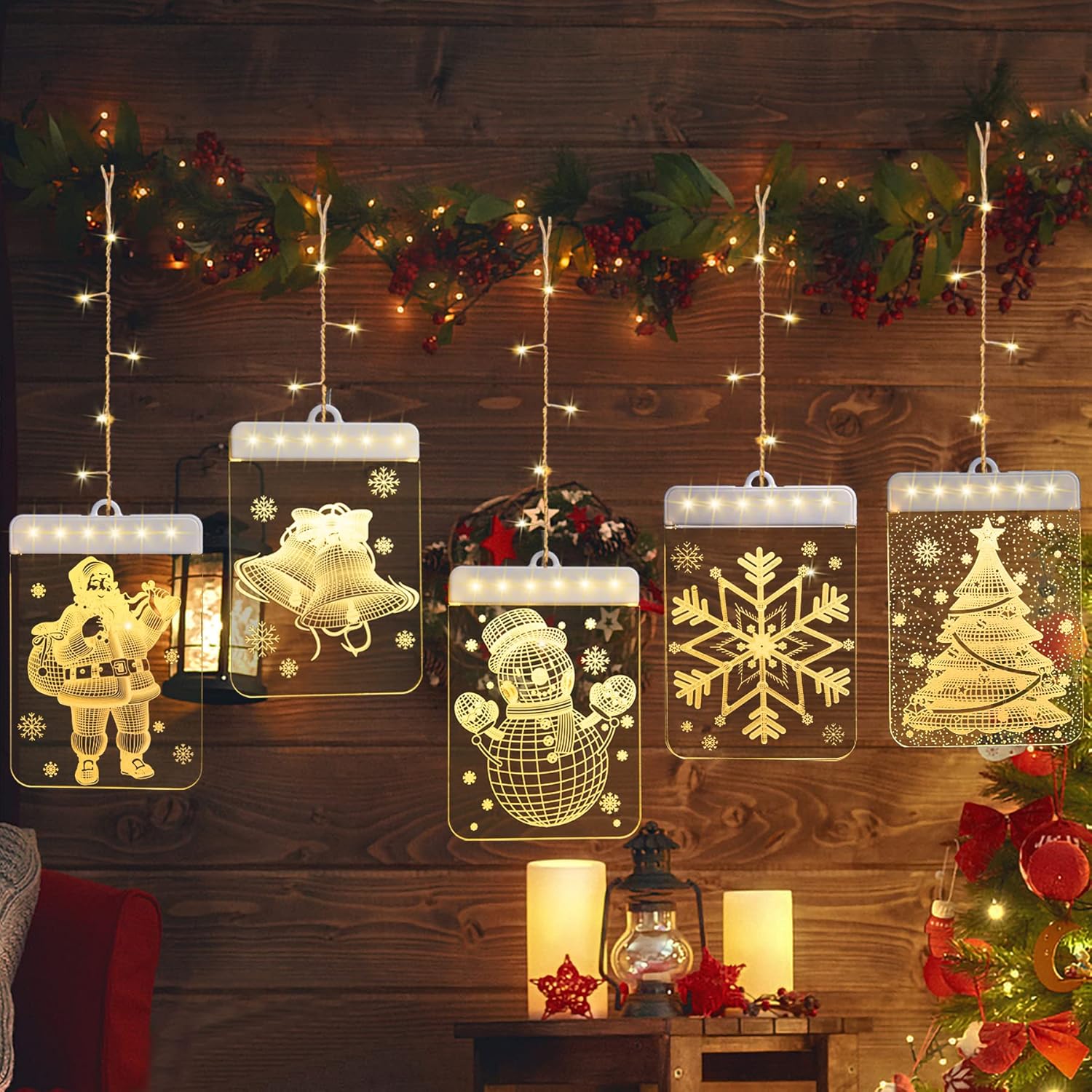 3D Christmas Window Lights Waterproof Christmas Curtain Lights