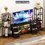 Yenlure LED TV support 60 Inch pour le salon avec la station de recharge tiroirs Centre de divertissement avec 2 Armoire moderne avec rangement (noir)