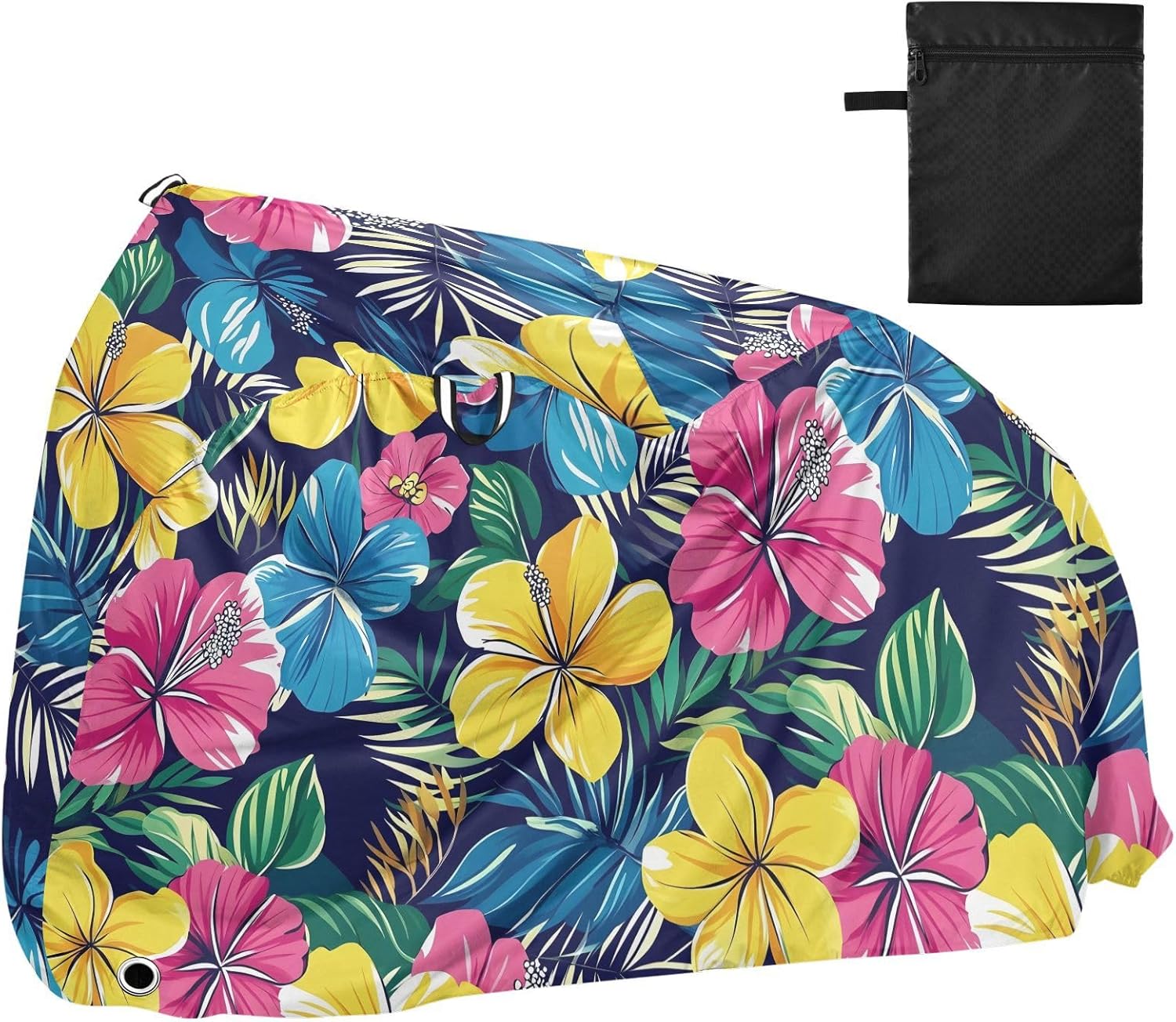 ALAZA Tropical Flowers Leaves Hawaiian Bike Cover Waterproof Outdoor Ebike Bicycle Covers Tarp Protection for 1/2 Bikes, Sun UV Dust Wind Proof