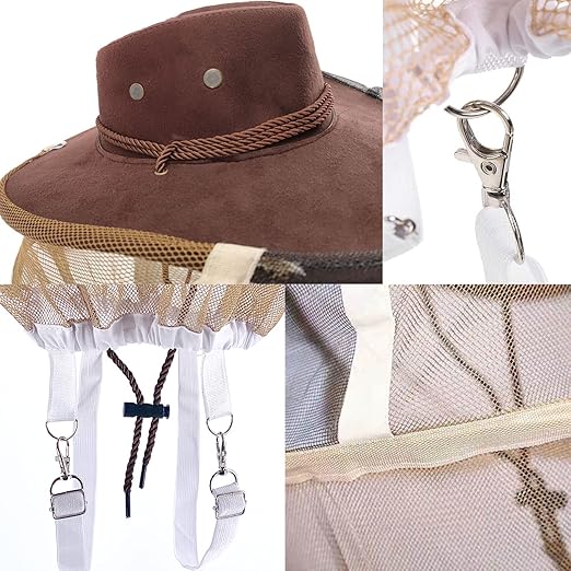 AukBeeFun Sombrero Apicultor Velo Cowboy Apicultura Protección miniatura 6