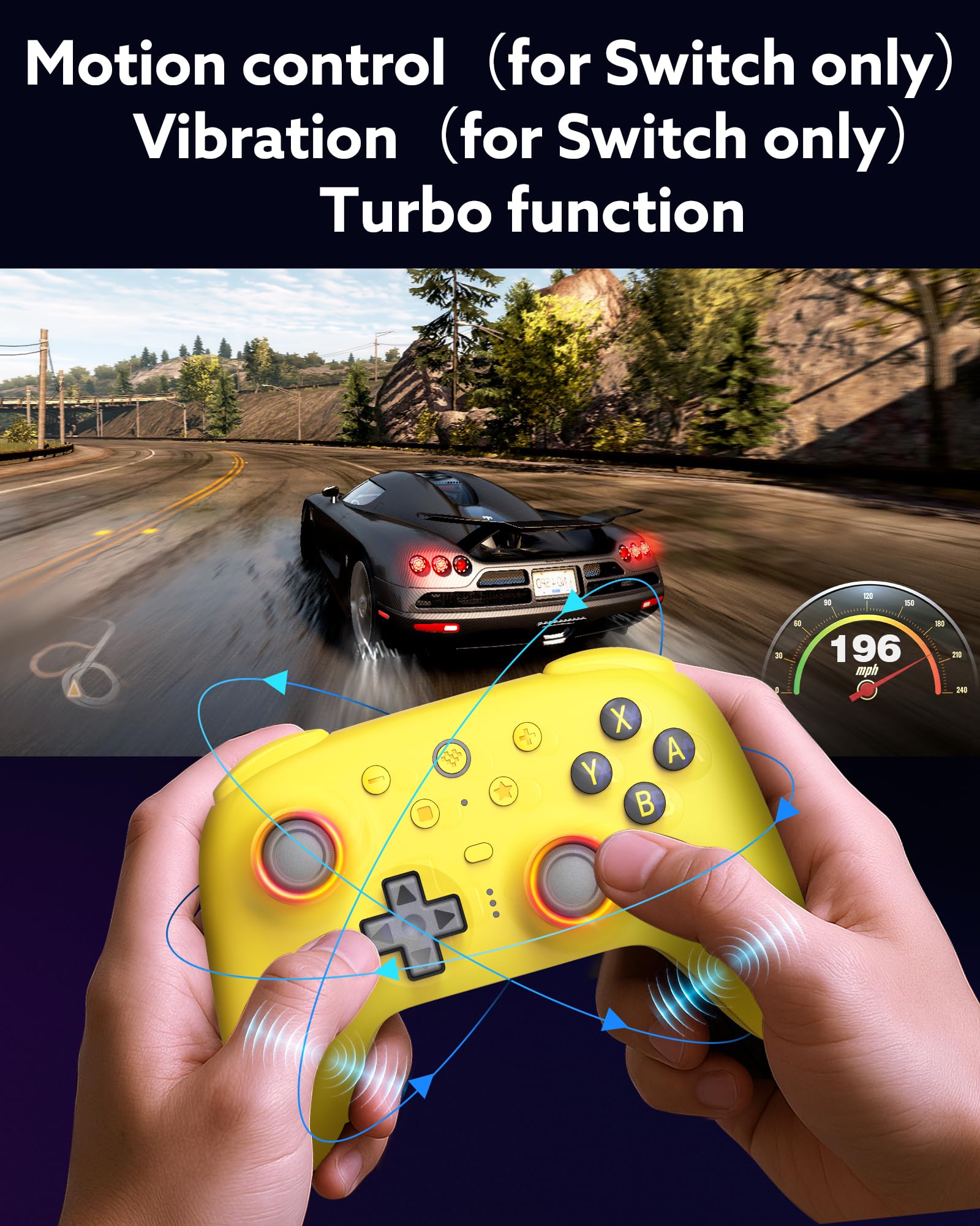 Controller Bluetooth 8Bitdo Ultimate 2 Per Switch 2, Switch, PC Windows, Aggiornamento Joystick TMR, Anello Fuoco RGB, Grilletti Tattili Effetto Hall Commutabili, Vibrazione, L4/R4 Rimappabili, Giallo
