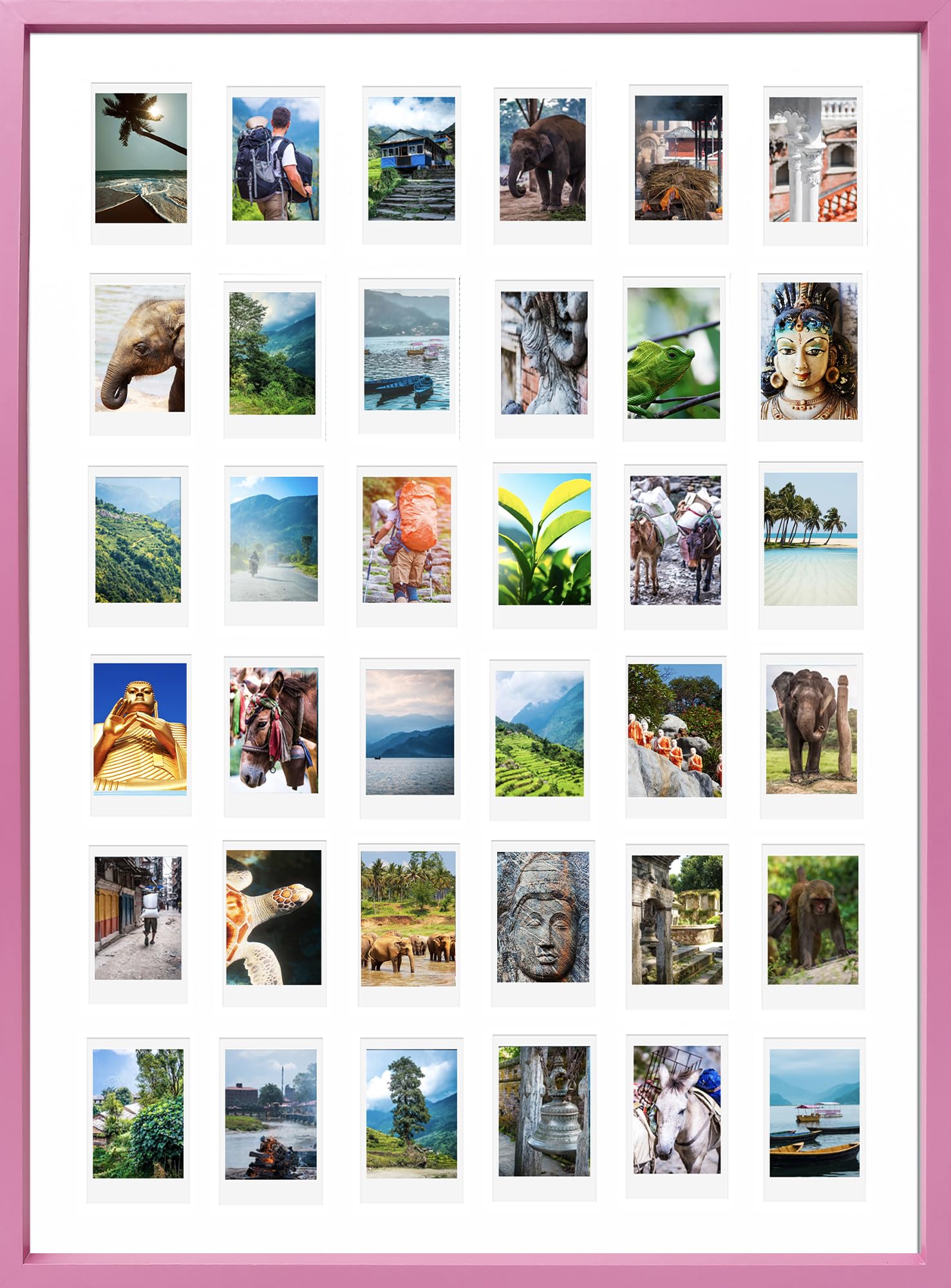 Pf+A Pink Perspex Window Instax Mini Multi Photo Frame For 36 Photos - A2 Multi Instax Mini Picture Frame
