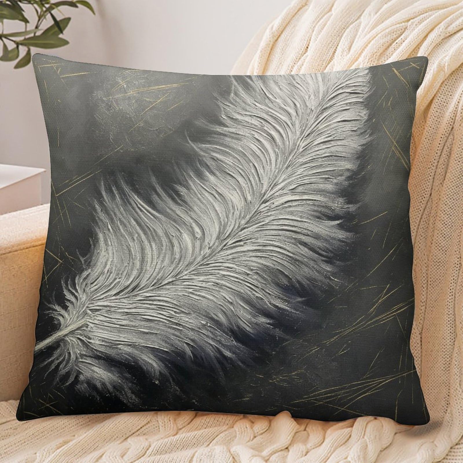 Fekiloot Style Decoration Feather Pillowcase Pillow Sham Pillow Case