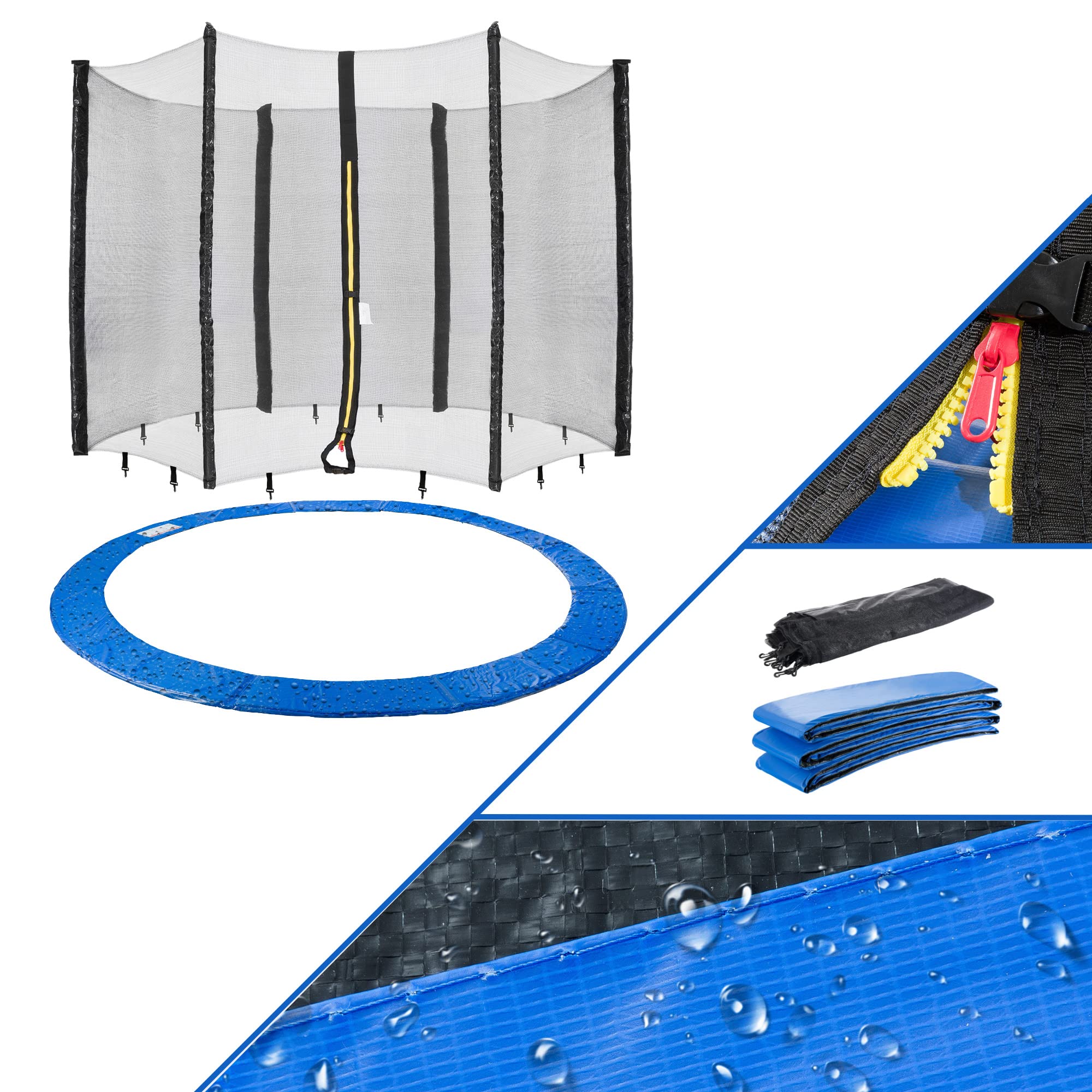 Arebos Coussin de Protection pour Trampoline + Filet / 244, 305, 366, 396, 430, 460 et 490 cm