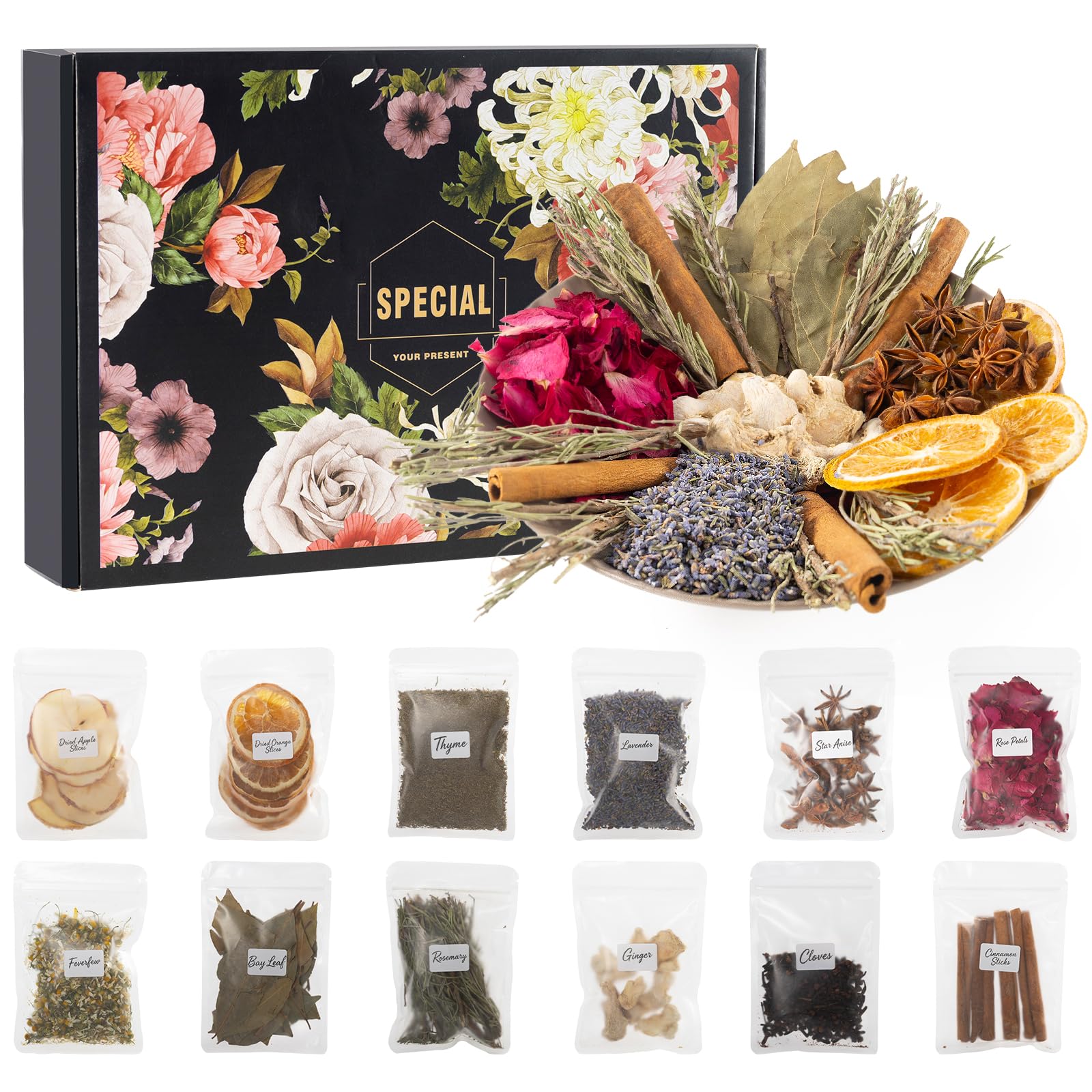 Valentines Day Simmering Potpourri for Every Season with 12 Pcs Different Varieties Dried Fruits and Spices Holiday Simmer Pot Kits for Home Fragrance for Mothers, Teachers, Boy and Girl