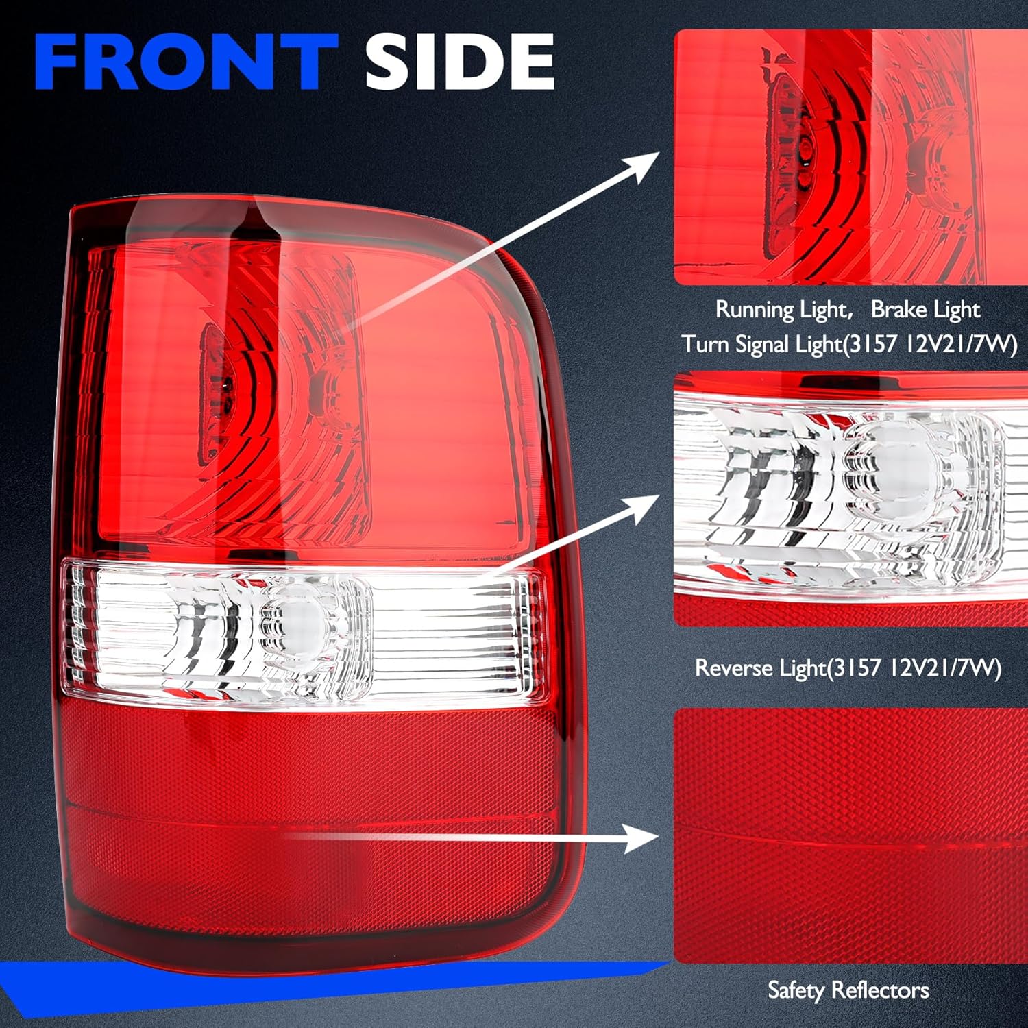 Tail Light Compatible with 2004 2005 2006 2007 2008 Ford F150 - Taillights Replacement for 5L3Z13404CA|6L3Z13404BA - Rear Light Brake Lamps Right Passenger Side