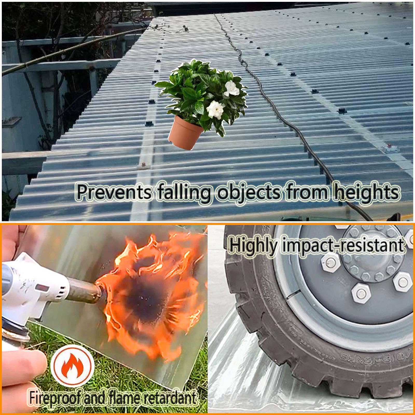2mm Planchas Transparentes Tejados,Paneles Para Tejado Resistentes Al Impacto,Chapa Tejado A Prueba De Lluvia Anti-UV,Lámina Techo De Construcción,Placa Ondulada De FRP (0.9×1.3m,1pcs)