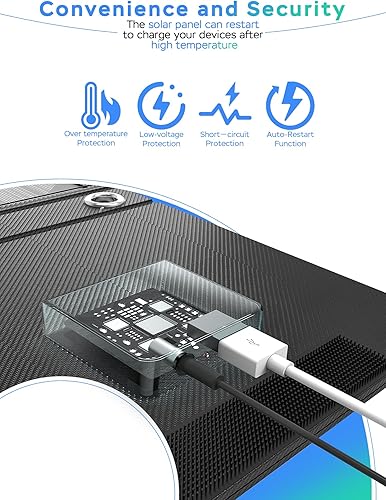 Miniatura 5 de MARBERO Panel solar plegable de 21 W para generador solar de banco de energía portátil, cargador solar iPhone, IPad, camping, aventuras al aire