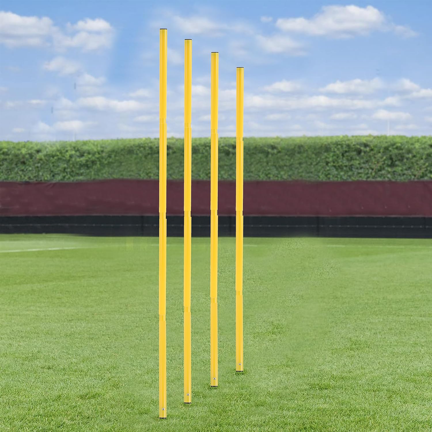 Frebuta 4PCS Soccer Yellow Agility Poles Set for Turf