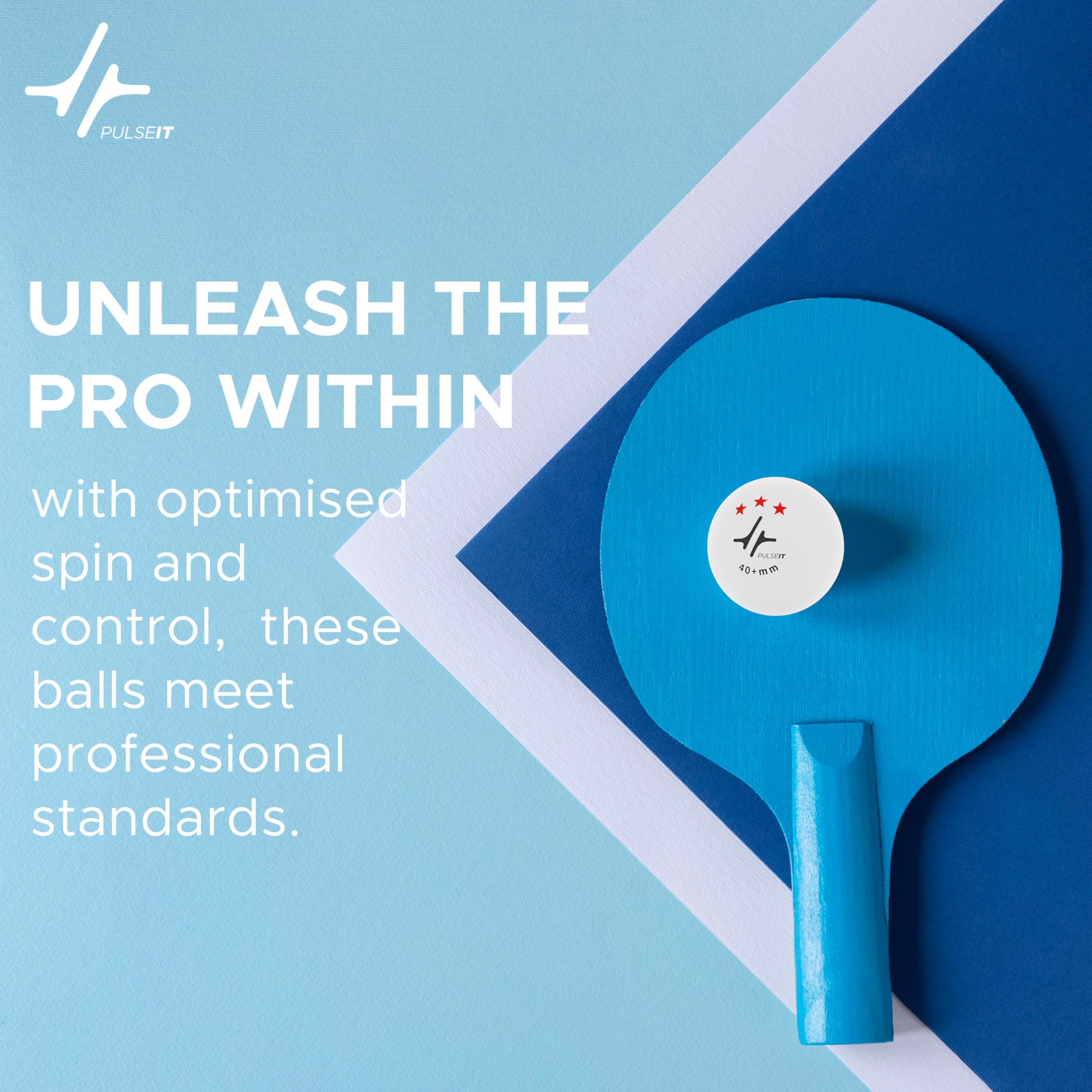 PulseITBounce - High Performance Table Tennis Balls, 40+ for Professional Matches, 3-Star Ping Pong Balls for Kids & Adults Training, Durable ABS Plastic (White) (Pack of 12) 3