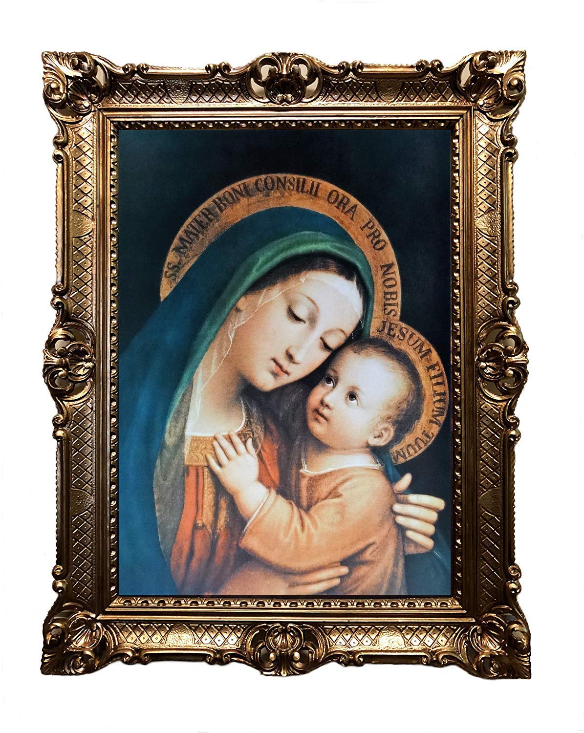 Maria Magdelena mit Kind Antik Barock Rahmen Barockrahmen mit Bild Wandbild 70x90cm Kunstdrucke Gemälde Religiöse Bilder Kunst von Heiligen Heiligenbild Retro Repro für Home Büro Praxis Café 58B