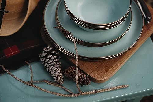 Vista 170 de Barebones Plato profundo esmaltado – Juego de 2 platos llanos – Juego de platos de acero inoxidable horneado acabado a mano – Juego de cocina