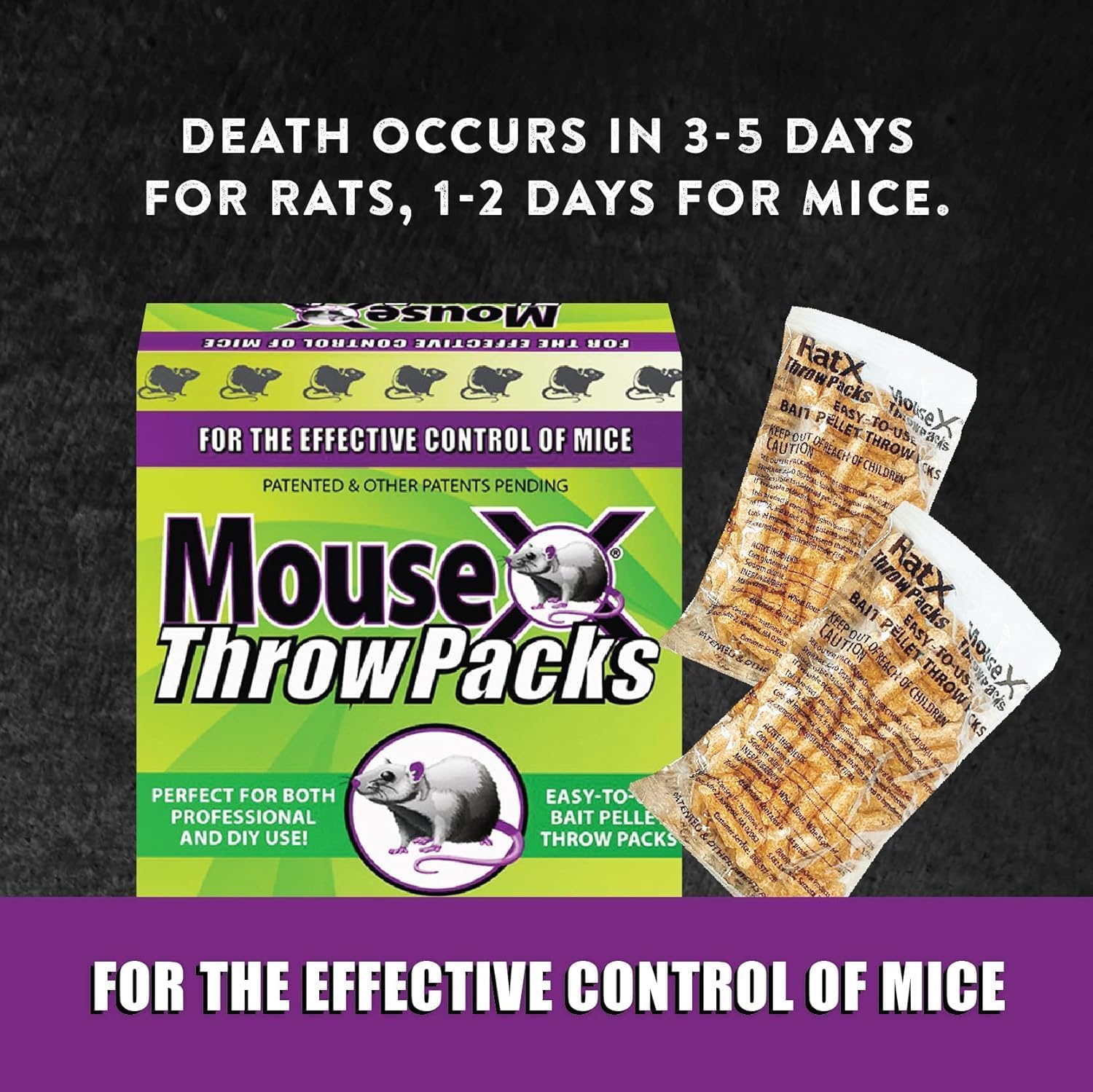 MouseX Throw Packs- for All Species of Rats Mice Safe Around Pets- Pack of 2