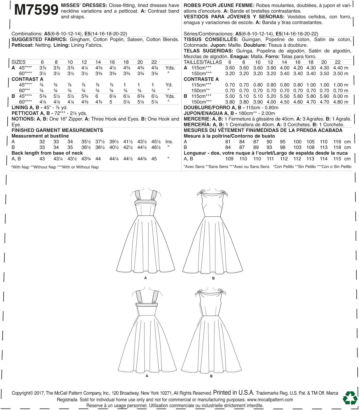 McCall's Misses' Lined Flared Dresses, 14-16-18-20-22
