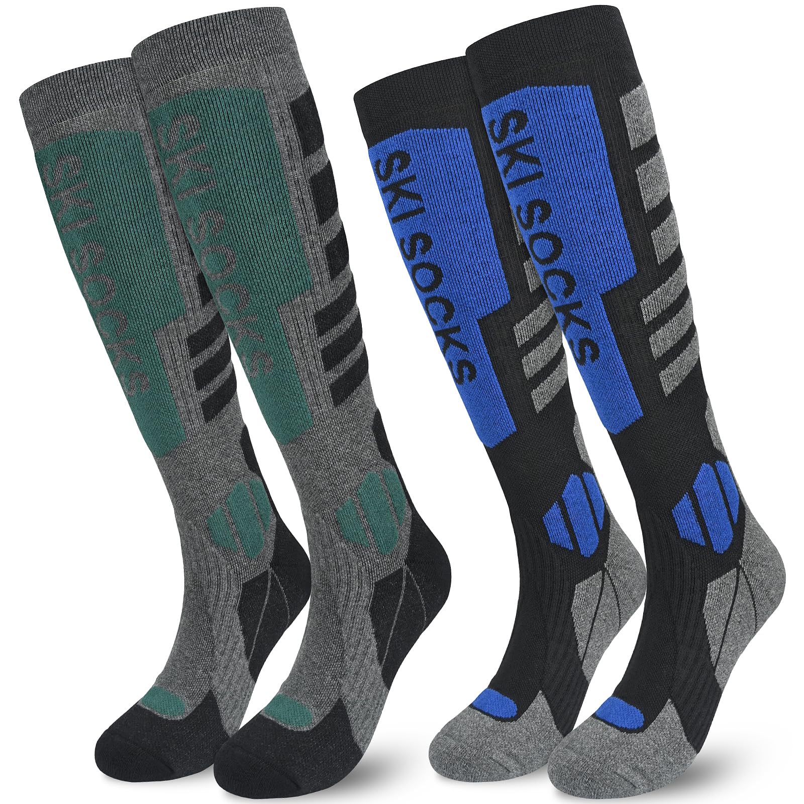 srclo Mens Womens Merino Wool Ski Socks,2 Pairs Full Cushioned Thermal Warm Knee High Thick Socks for Winter,Cold Weather,Skiing,Snowboarding,Sports,Hiking