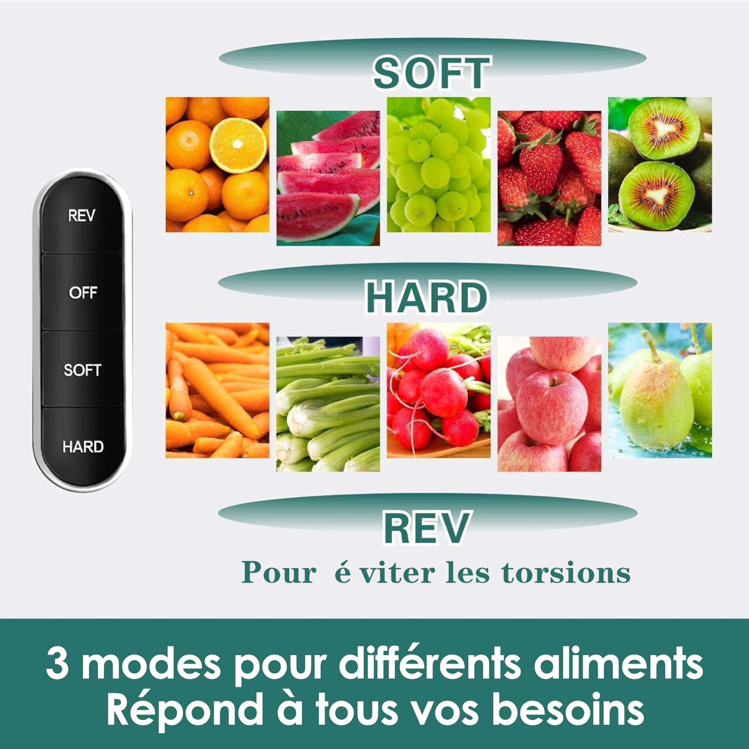 Fretta Extracteur de Jus à Pression à Froid, Goulotte 76 mm, Presse-agrumes sans BPA, Rouge