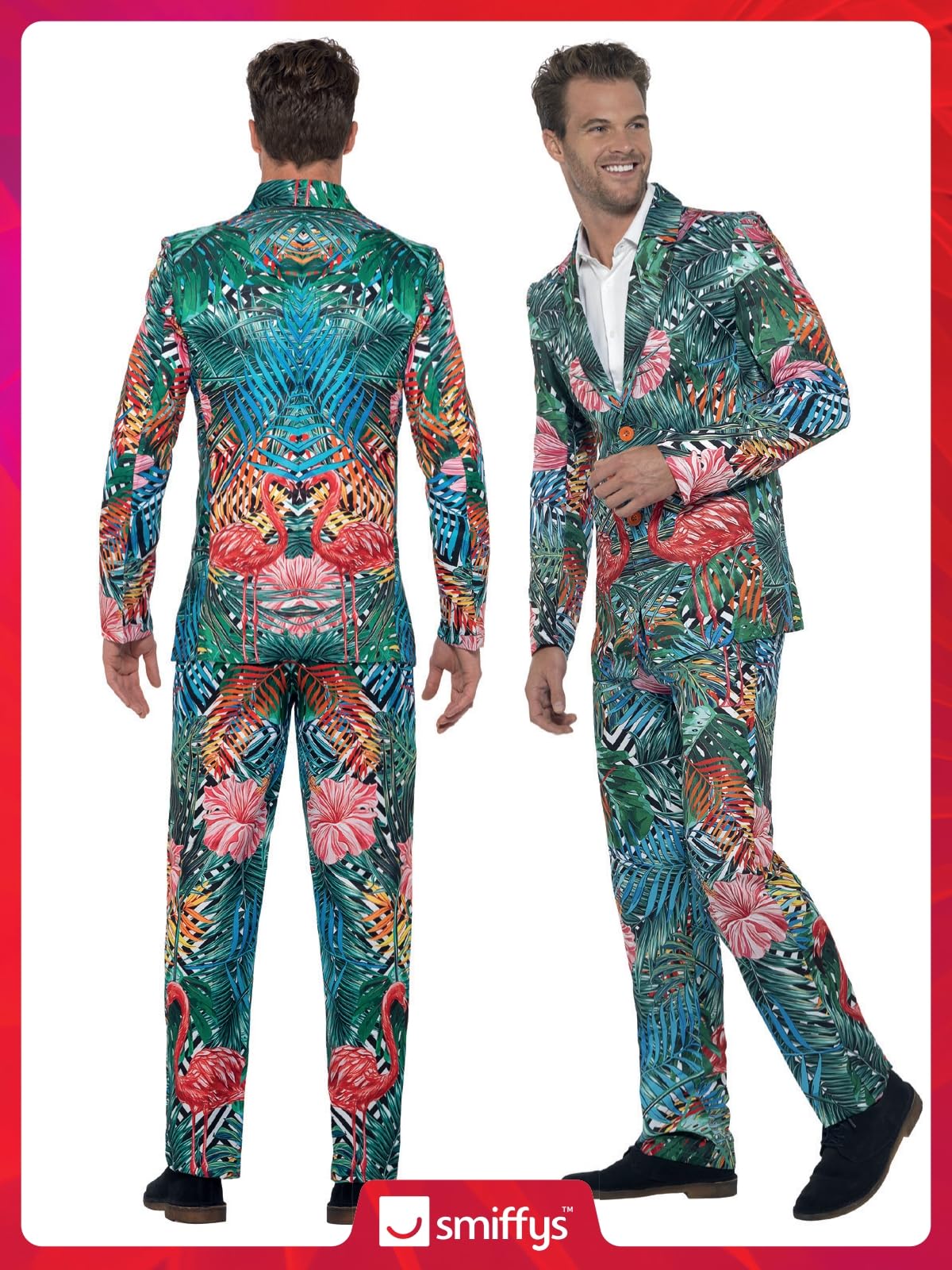 Smiffys Hawaiian Tropical Flamingo Suit, Multi-Coloured Halloween und Karneval