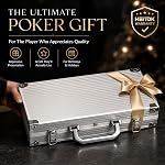 HEITOK 300pc Poker Chip Set 11.5g Iron Core Denominations Texas Holdem | 2-8 players, numbered values $1/$5/$25/$100/$500, aluminum case, cards, dice, dealer/small/big blind buttons, Blackjack