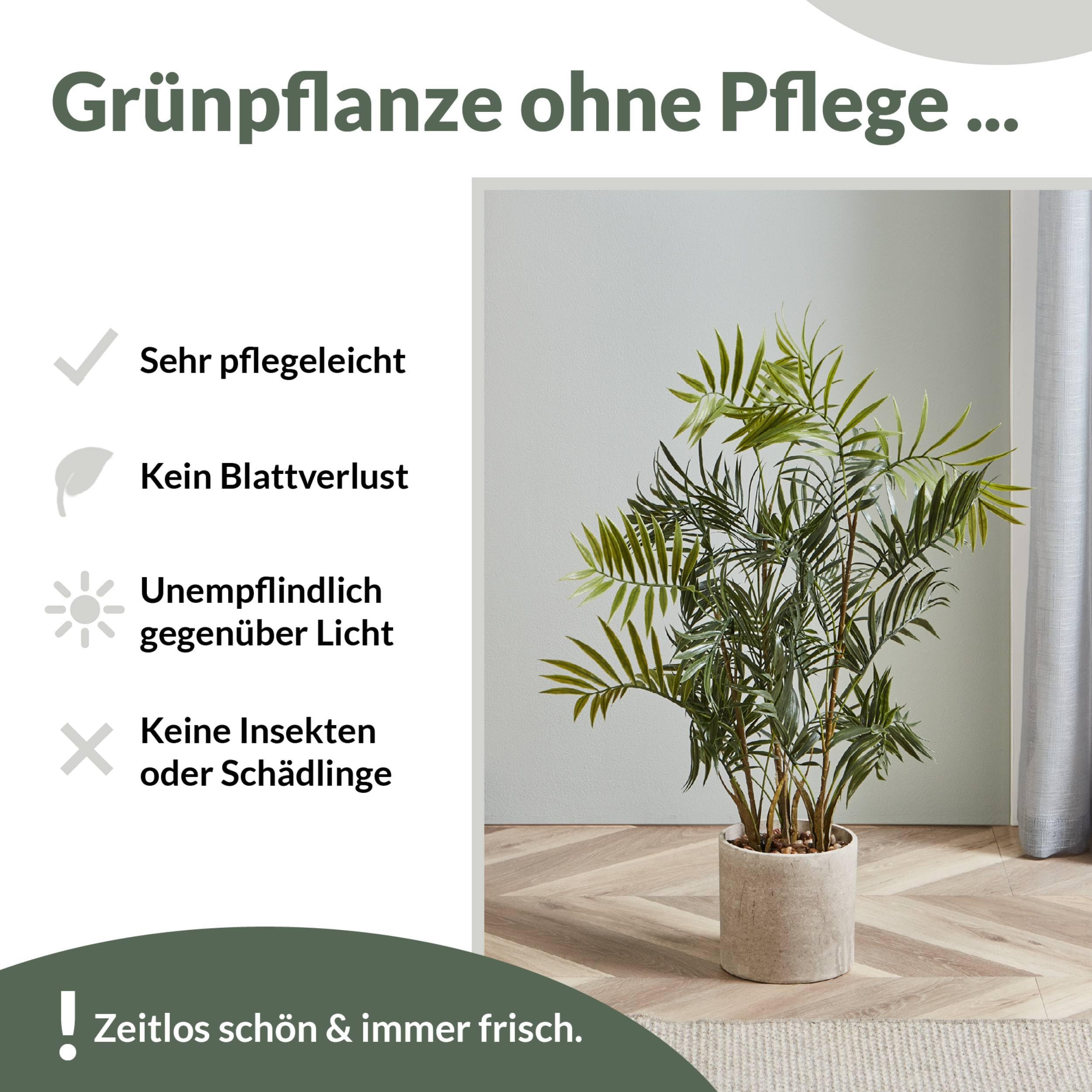 EGLO LIVING Kunstpflanze Tobetsu,75 cm künstliche Zimmerpflanze | Palme im Topf, naturgetreue Wohnzimmer Deko Pflanze, Kunstpalme groß, grüner Kunststoff und Paper Pulp